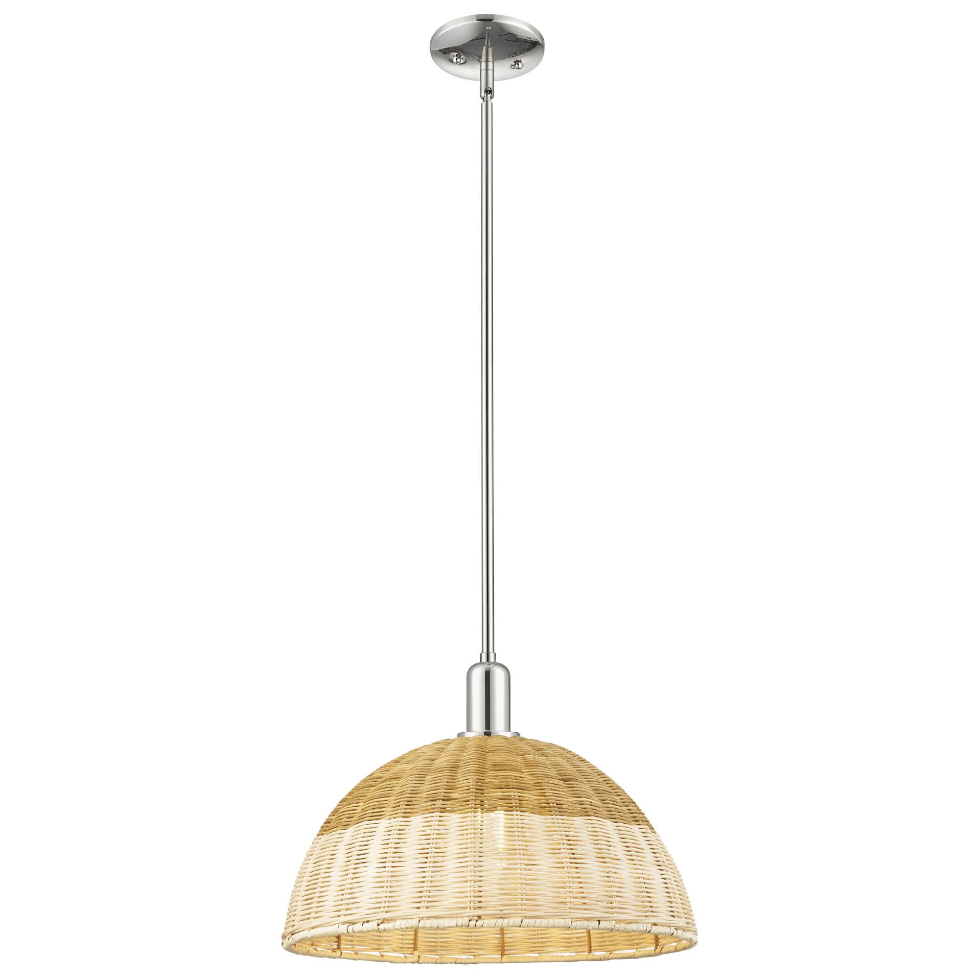 Shown in Polished Nickel finish and Natural Fiber shade