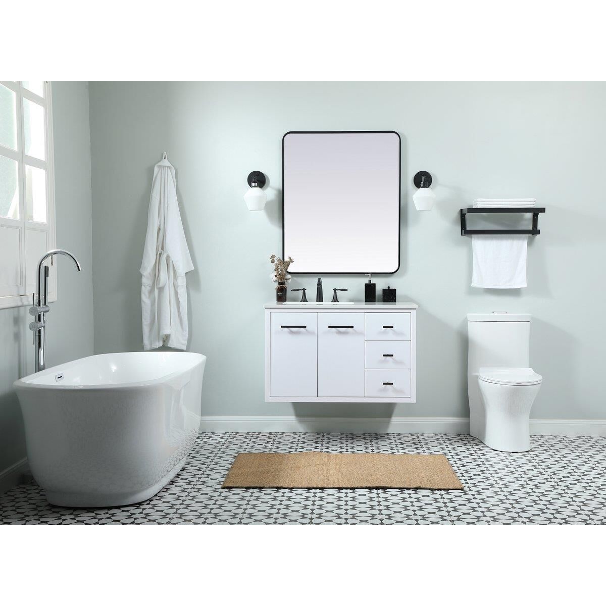 Shown in White finish and No Backsplash accent