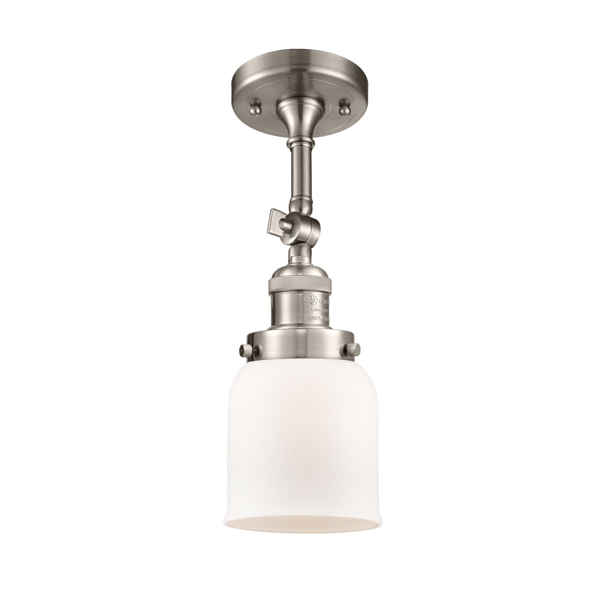 Shown in Brushed Satin Nickel finish and Matte White Cased glass