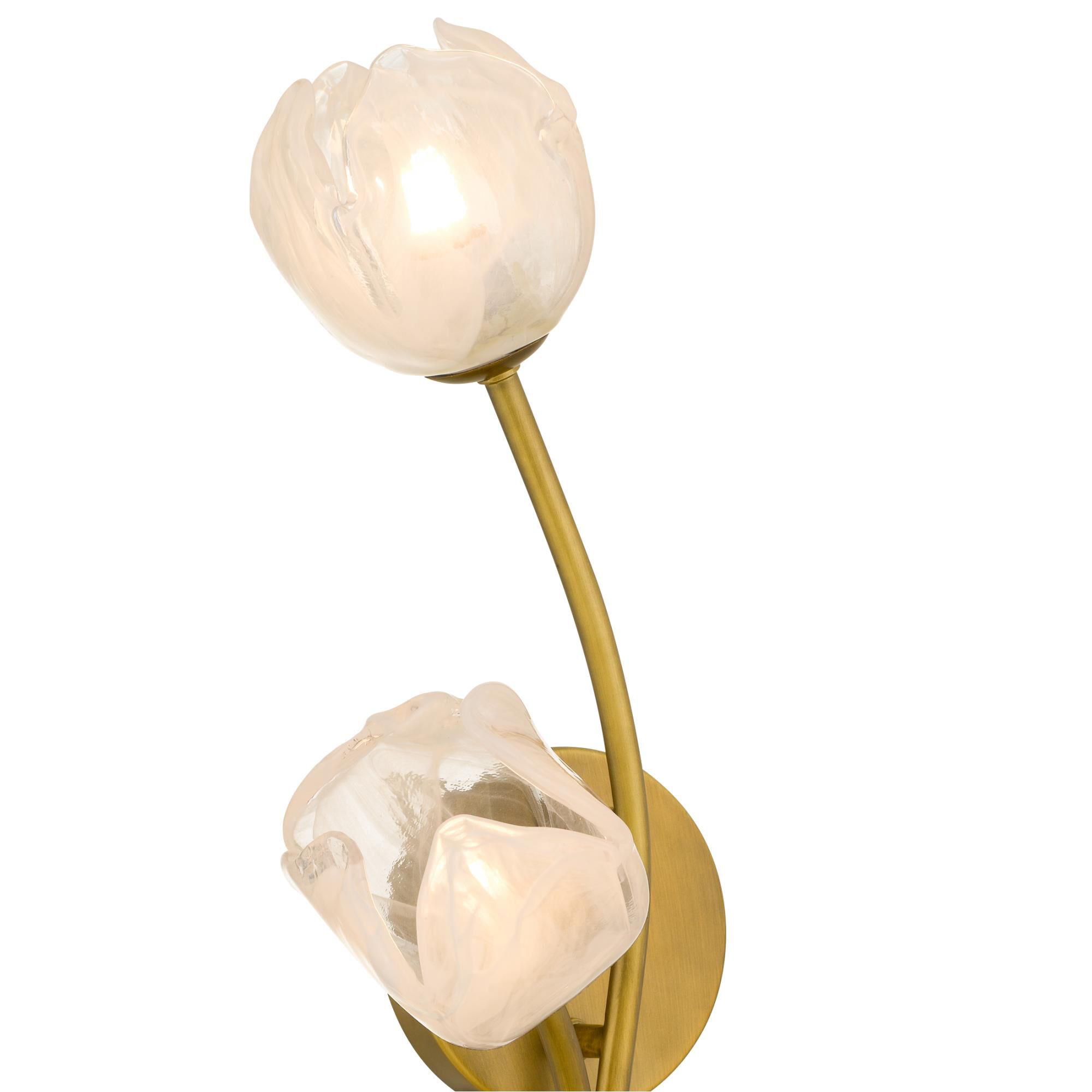 Shown in Vintage Brass finish and White Swirl Glass shade