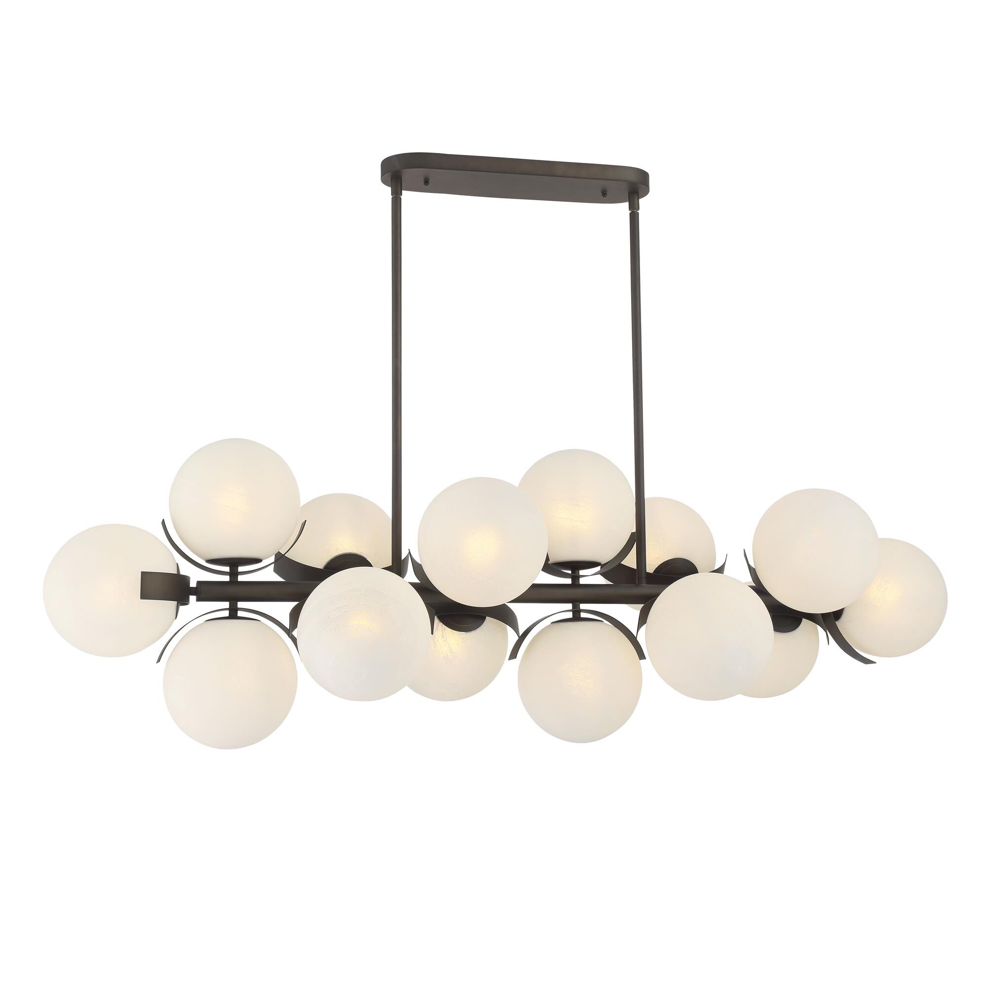 Shown in Dark Bronze finish and White Etched Alabaster glass