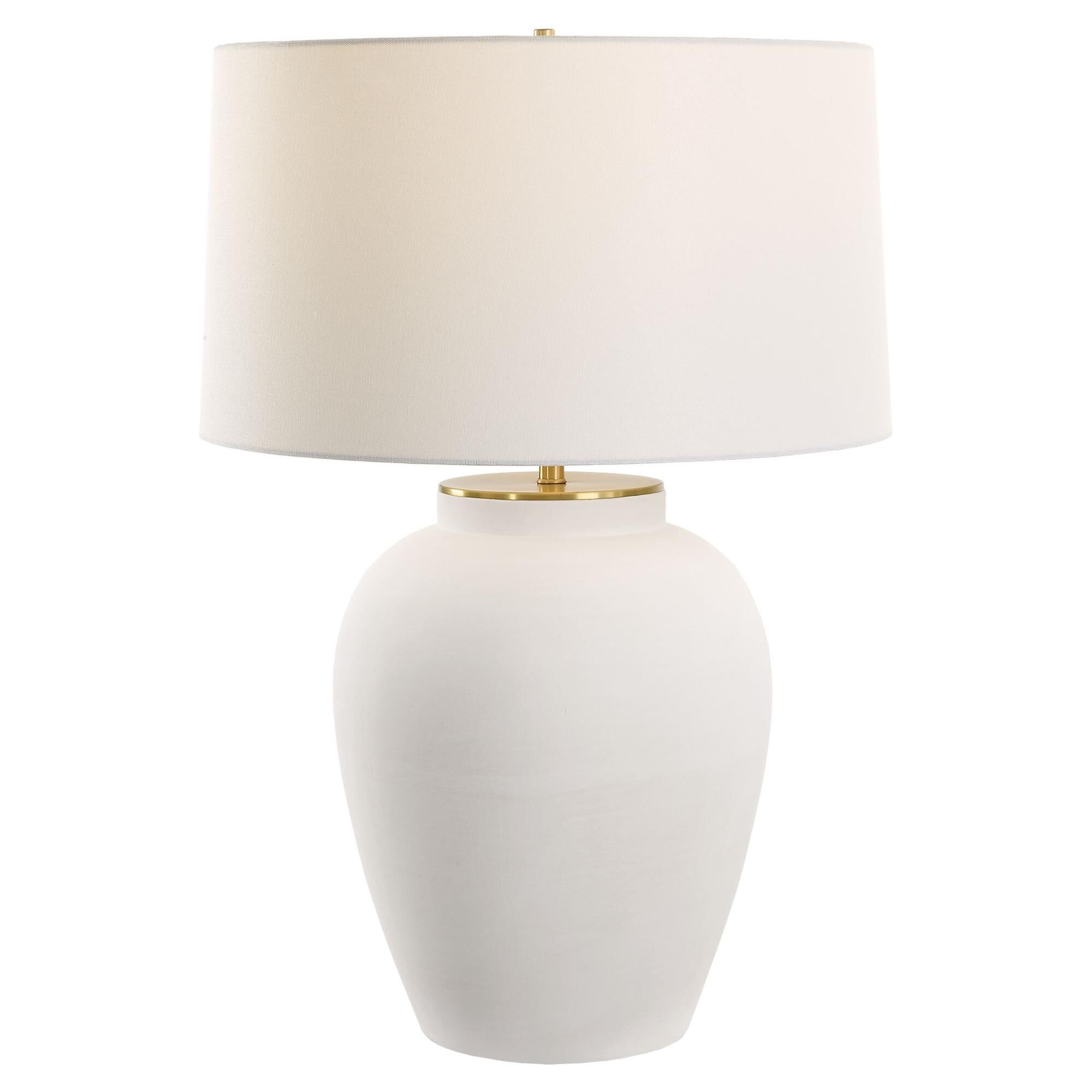Shown in Chalk White finish and Round Hardback shade
