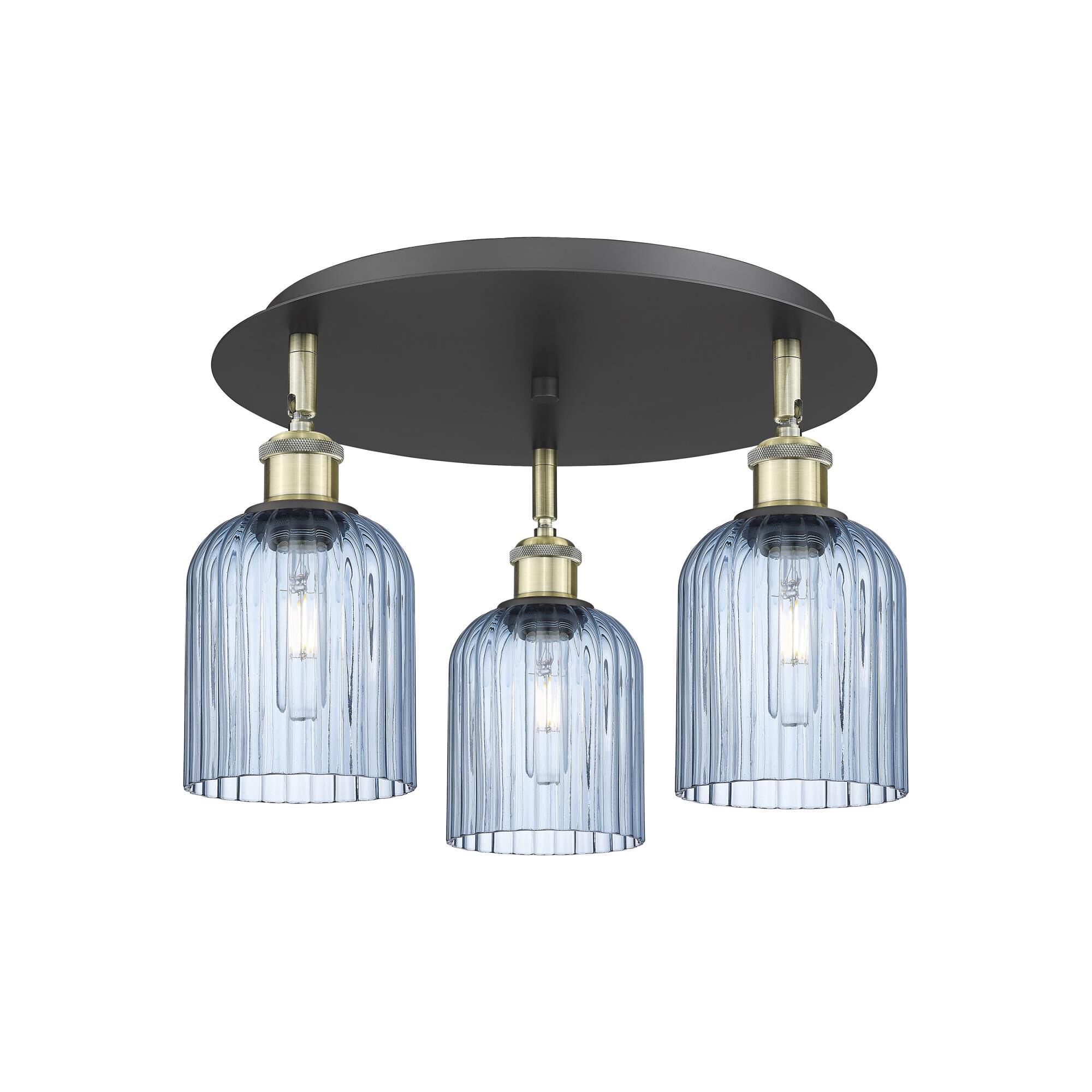 Shown in Black Antique Brass finish and Princess Blue shade