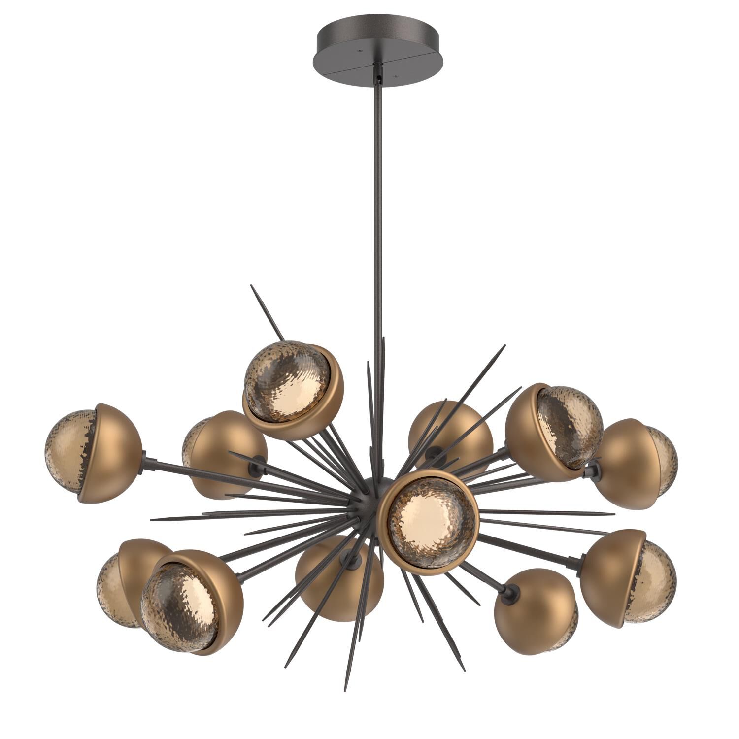 Shown in Graphite finish and Bronze glass and Novel Brass accent
