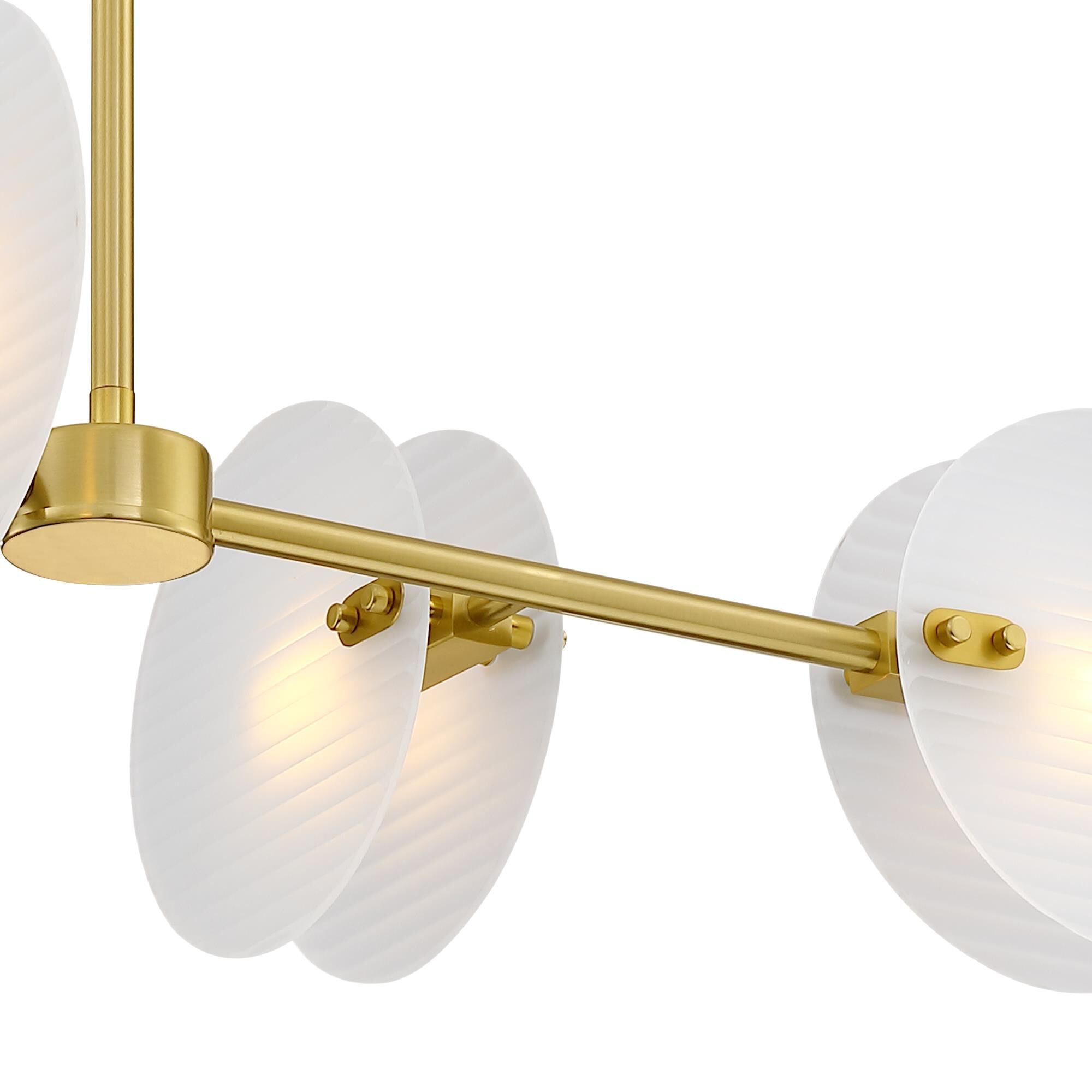 Shown in Brushed Gold finish and Etched Fluted glass