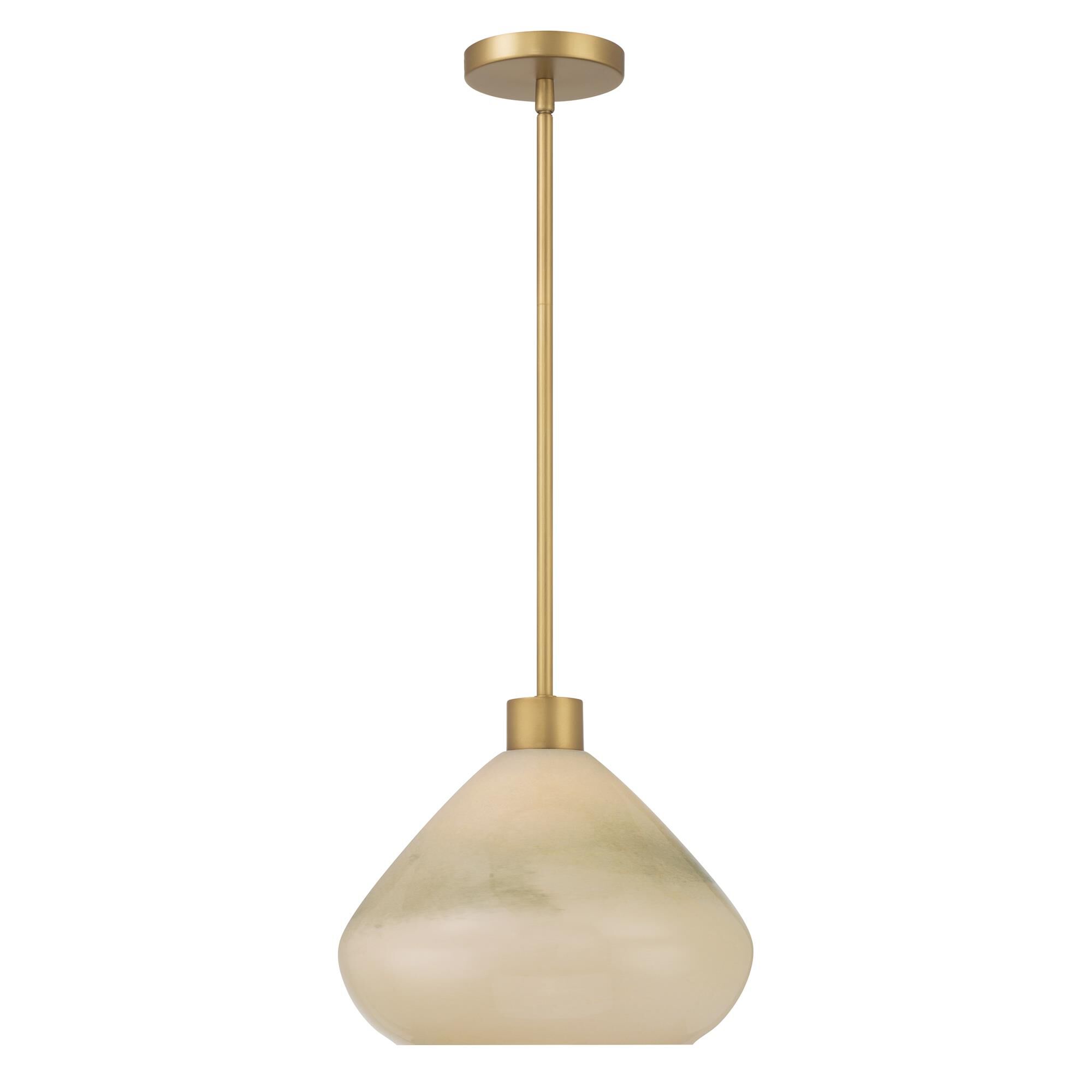Shown in Legacy Brass finish and Green Ombre glass