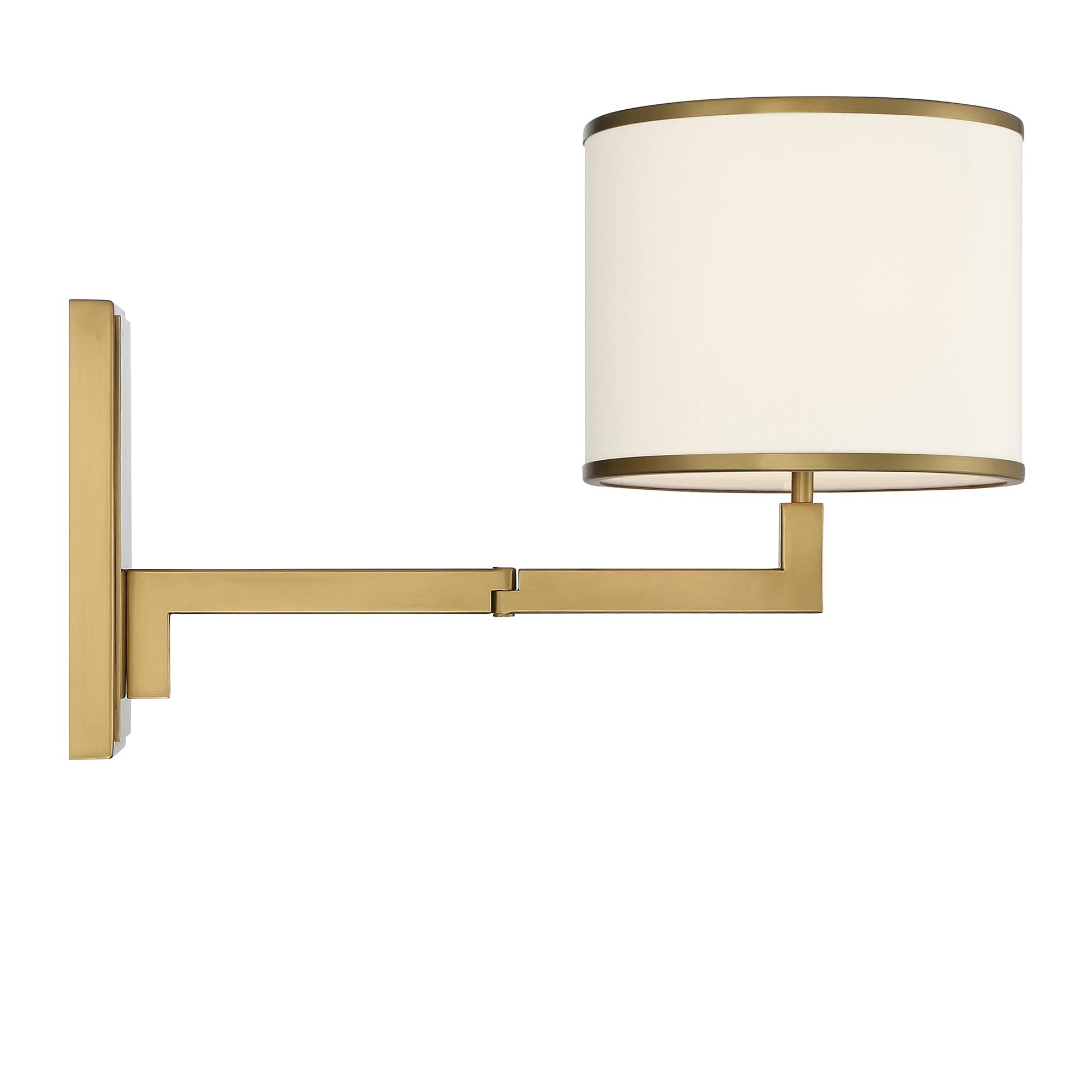 Shown in Aged Brass finish and Fabric glass and Fabric shade