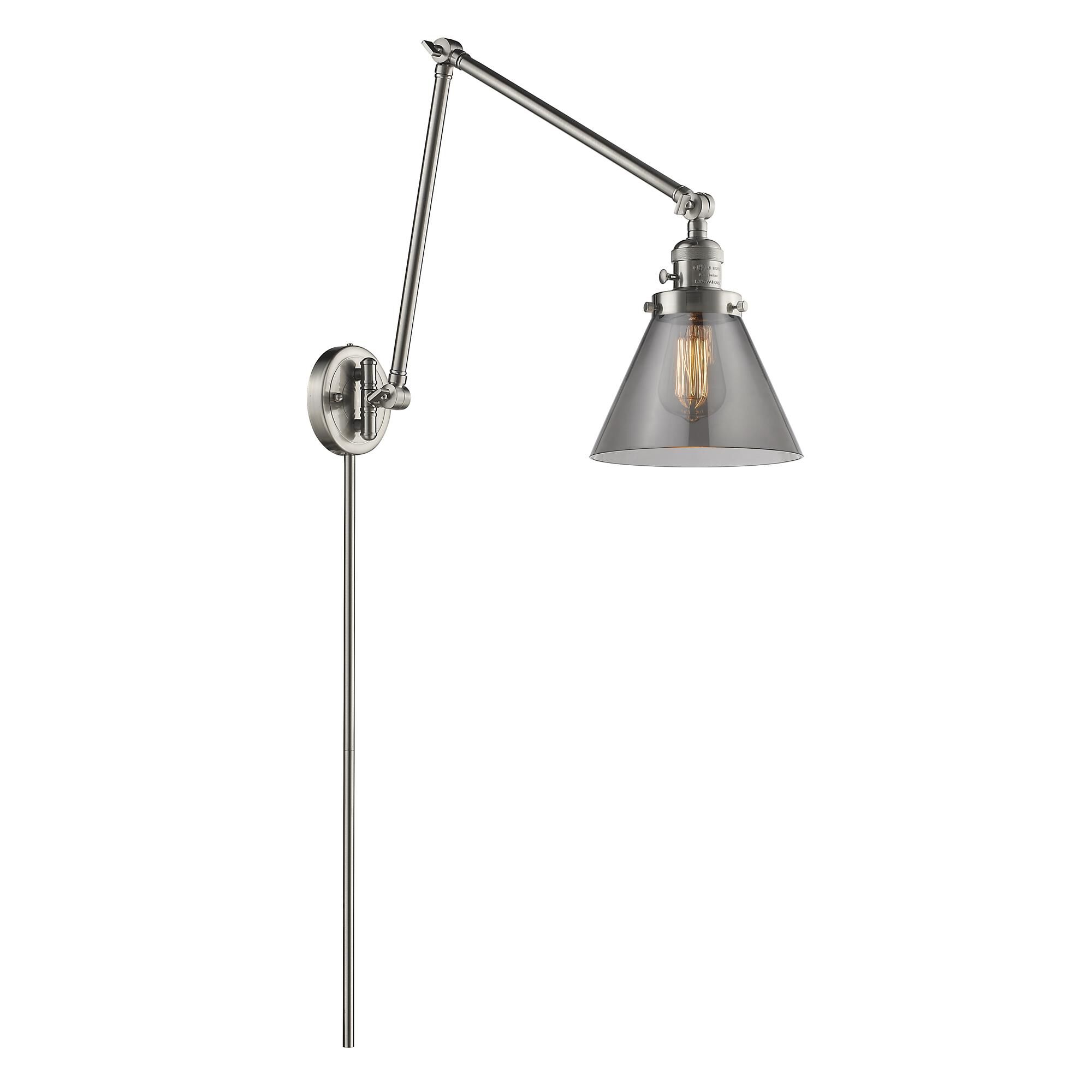 Shown in Brushed Satin Nickel finish and Smoked glass