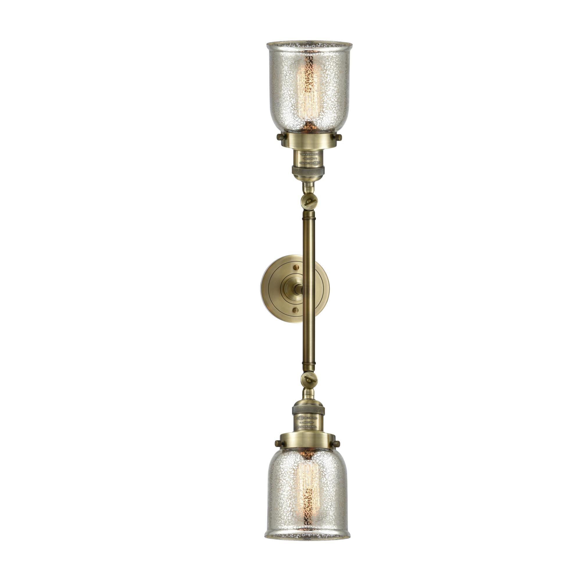 Shown in Antique Brass finish and Silver Mercury glass