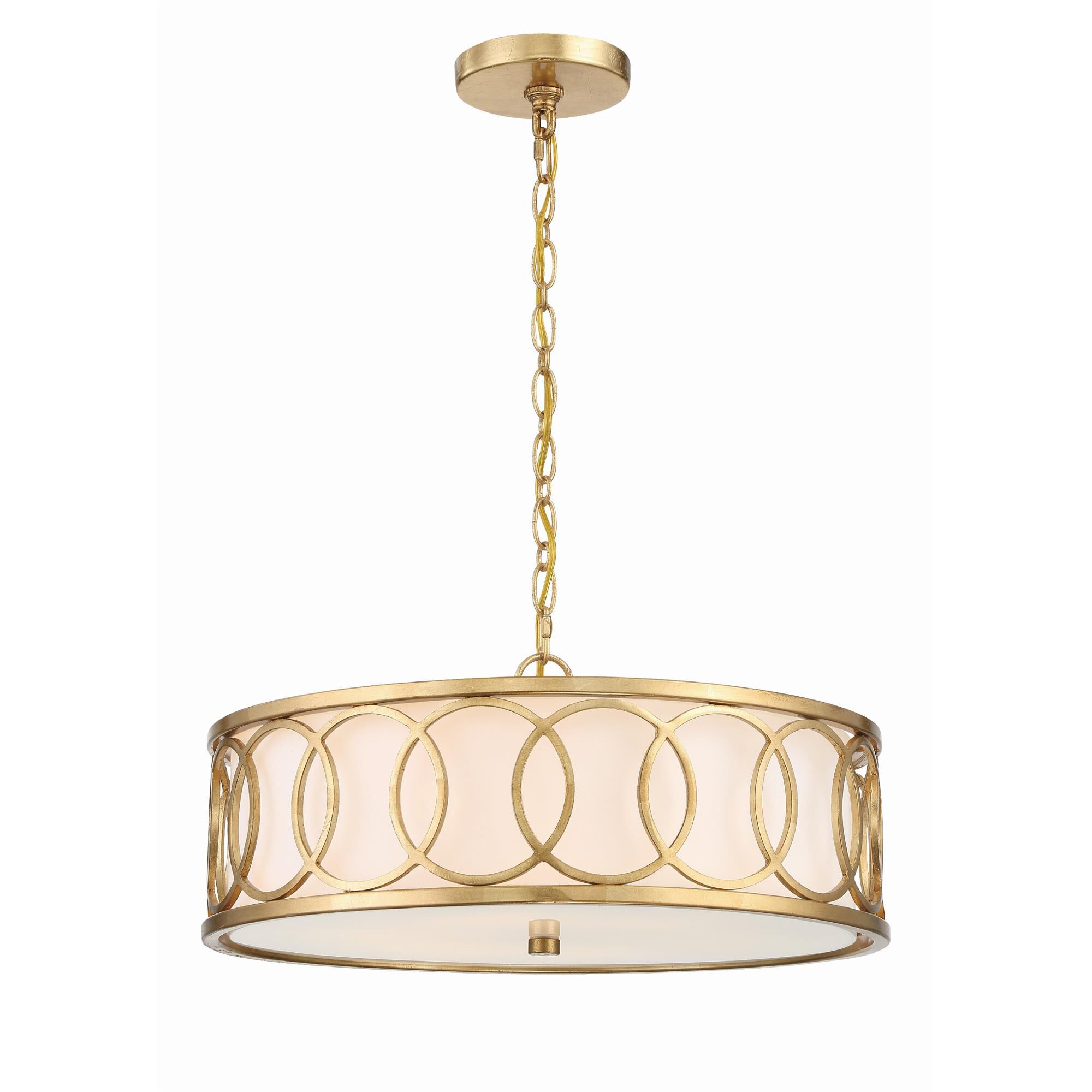 Shown in Antique Gold finish and Silk glass and Silk shade