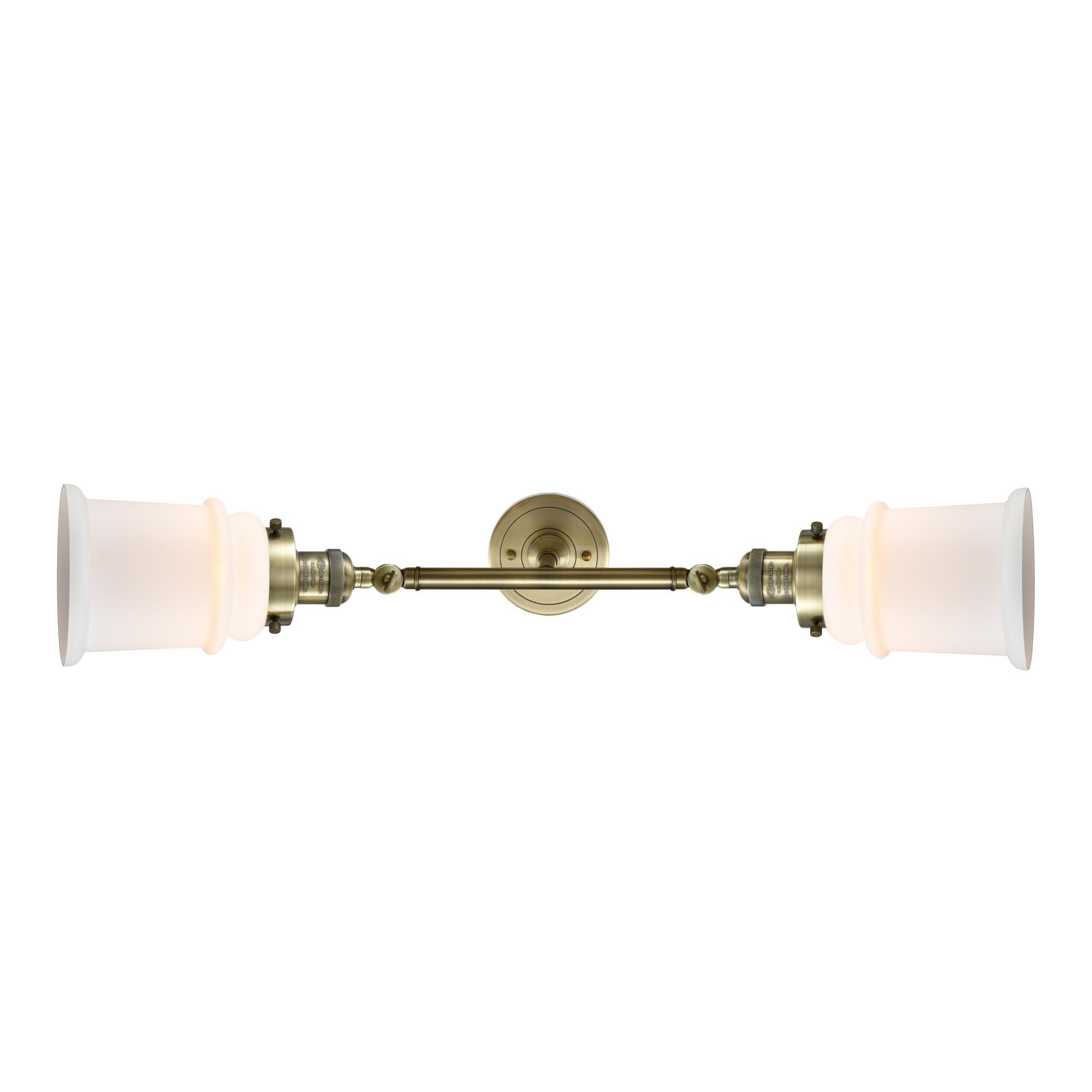 Shown in Antique Brass finish and Frosted glass