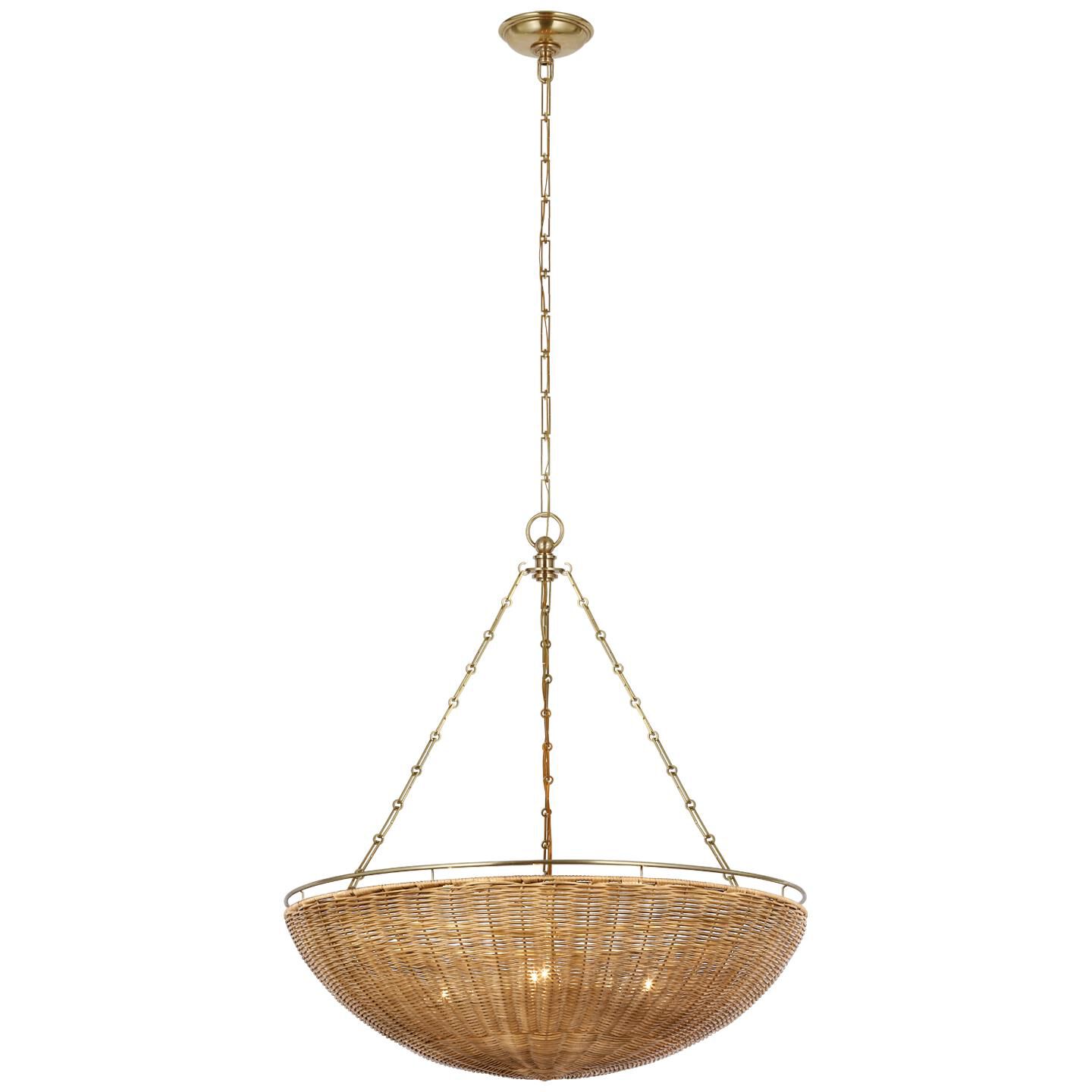 Shown in Antique-Burnished Brass and Natural Wicker finish