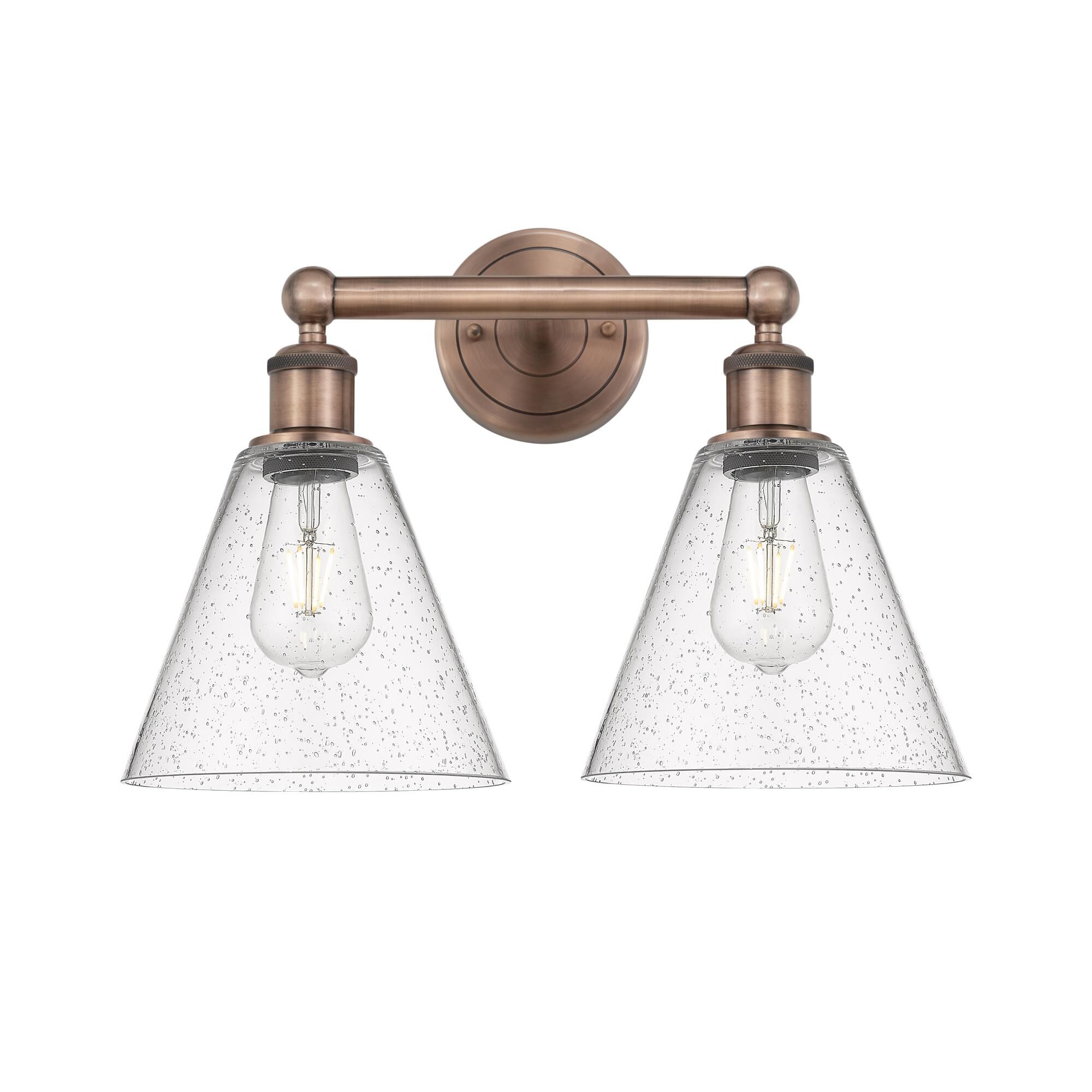 Shown in Antique Copper finish and Seedy glass