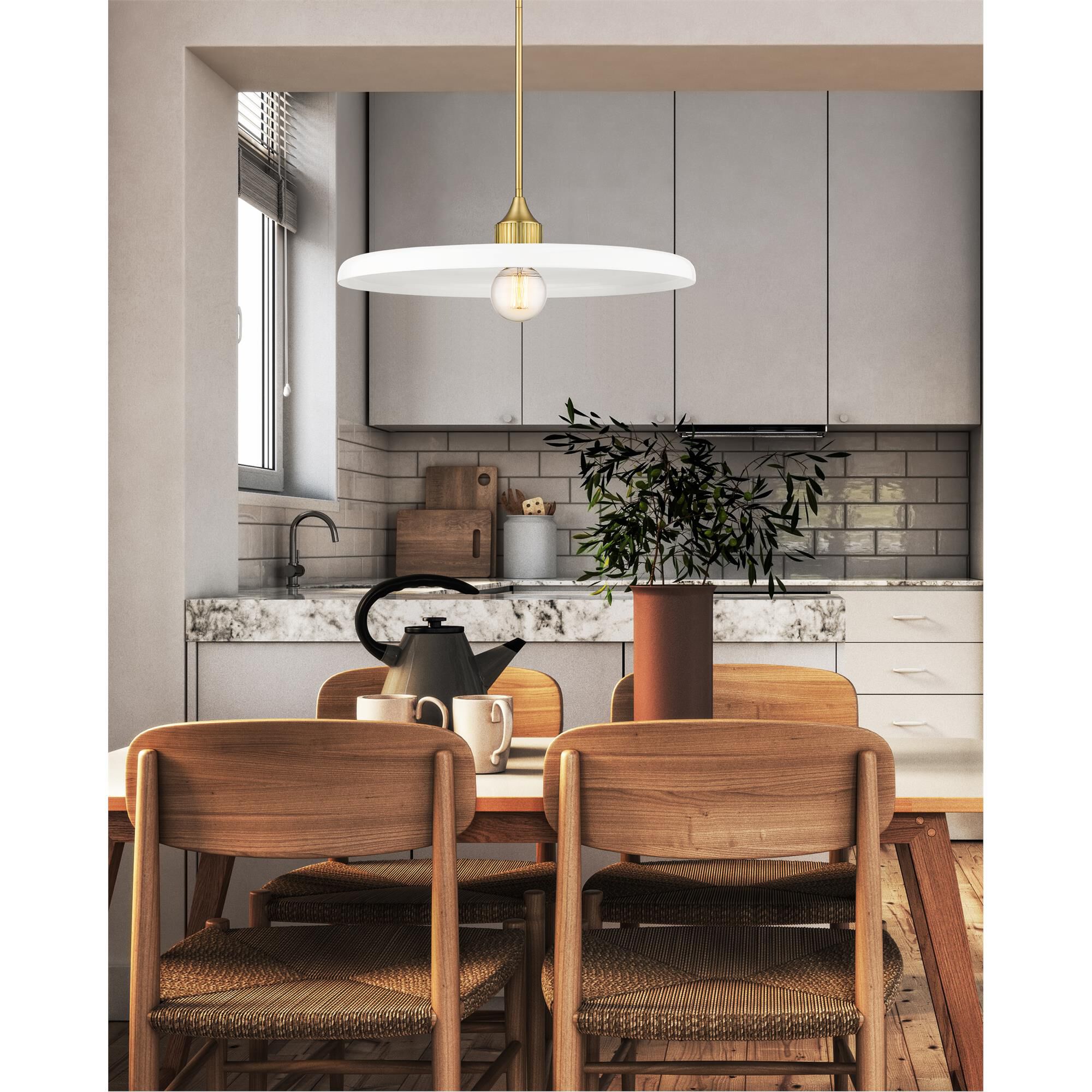 Shown in Olde Brass finish and Opal glass