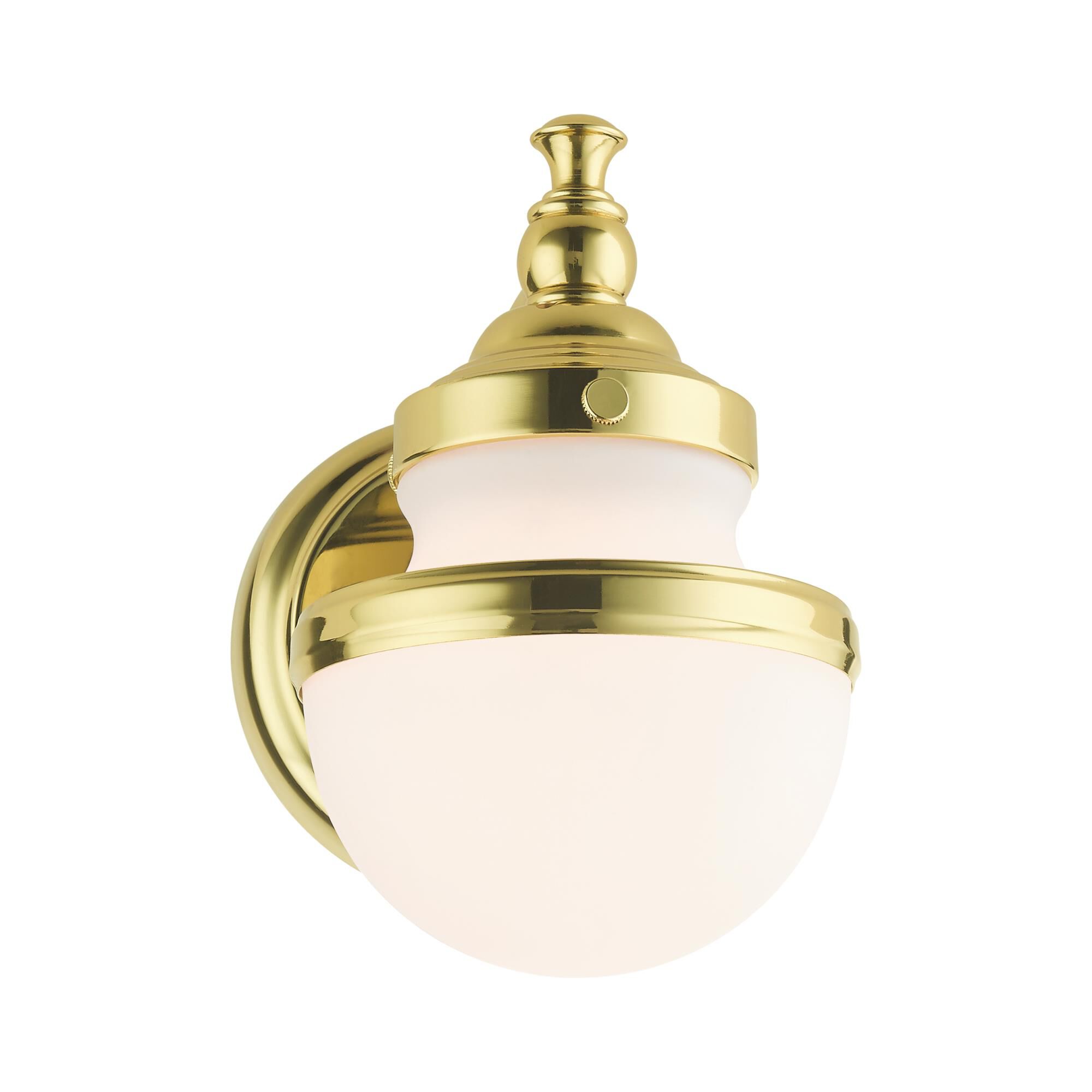 Shown in Polished Brass finish and Hand Blown Satin Opal White glass and Hand Blown Satin Opal White Glass shade