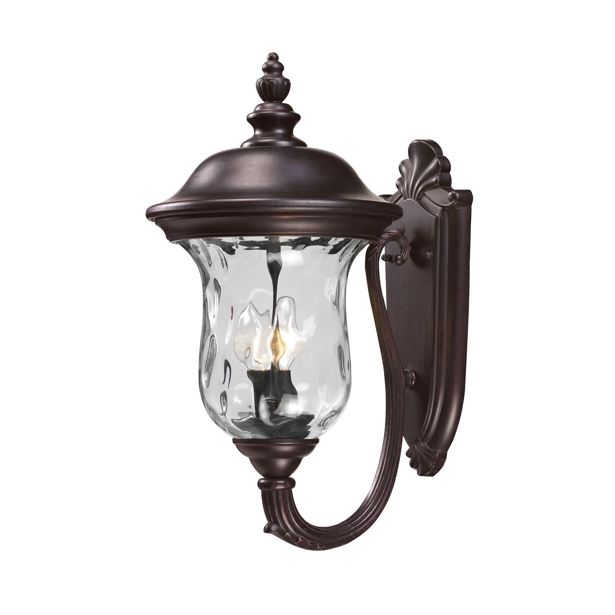 Shown in Bronze finish and Glass shade