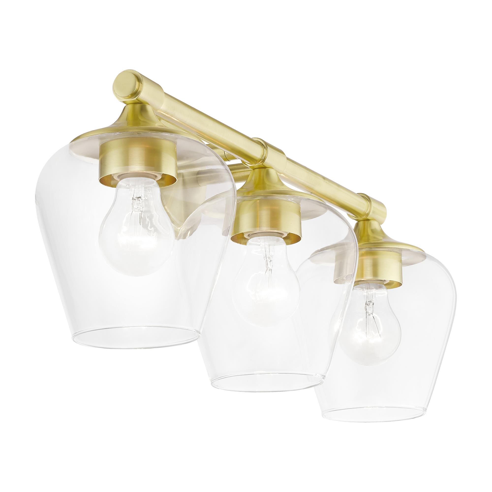 Shown in Satin Brass finish and Clear glass