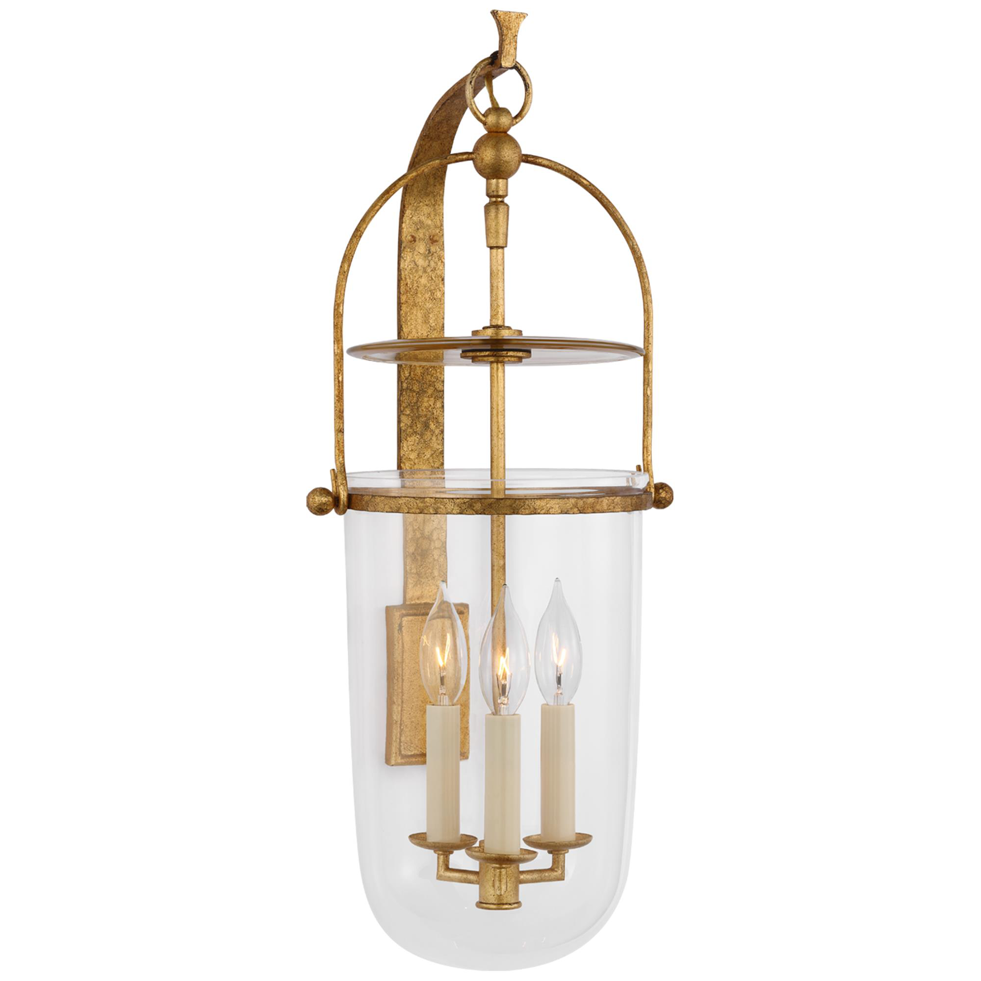 Shown in Gilded Iron finish and Clear glass