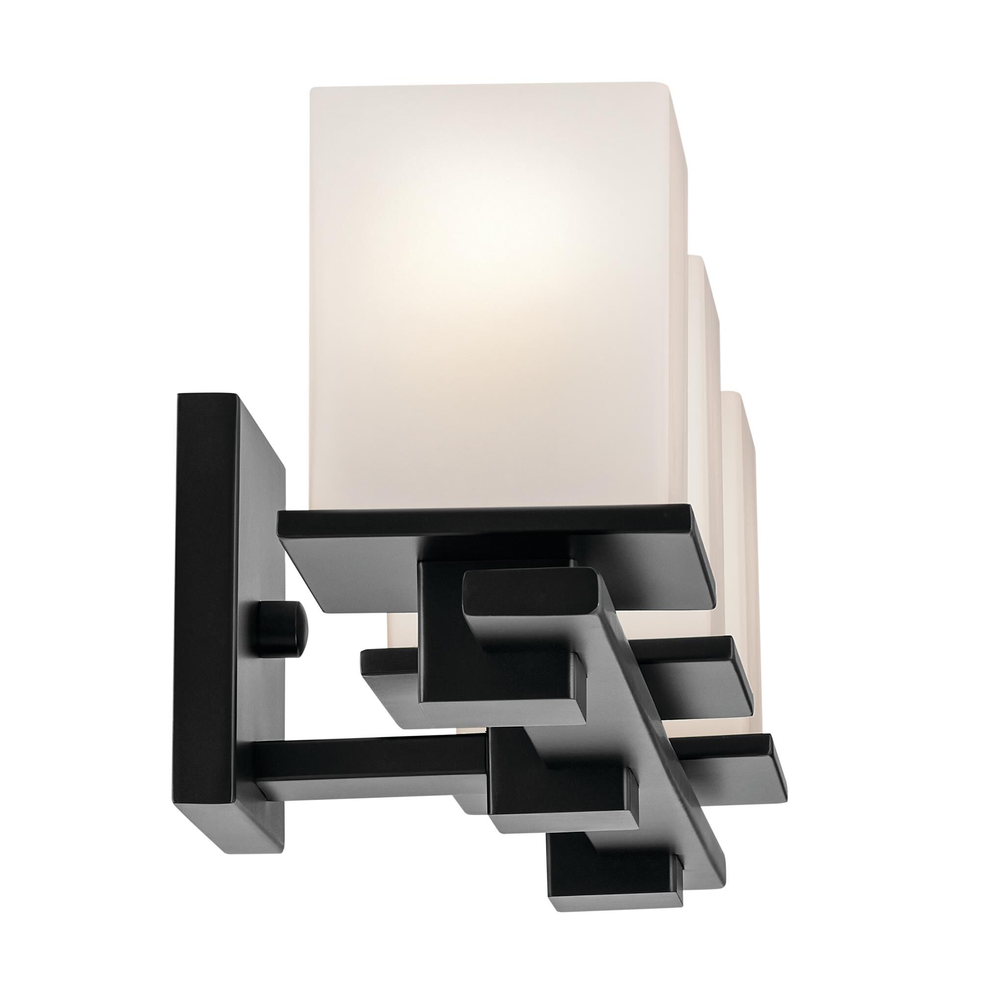 Shown in Black finish and Satin Etched Cased Opal glass