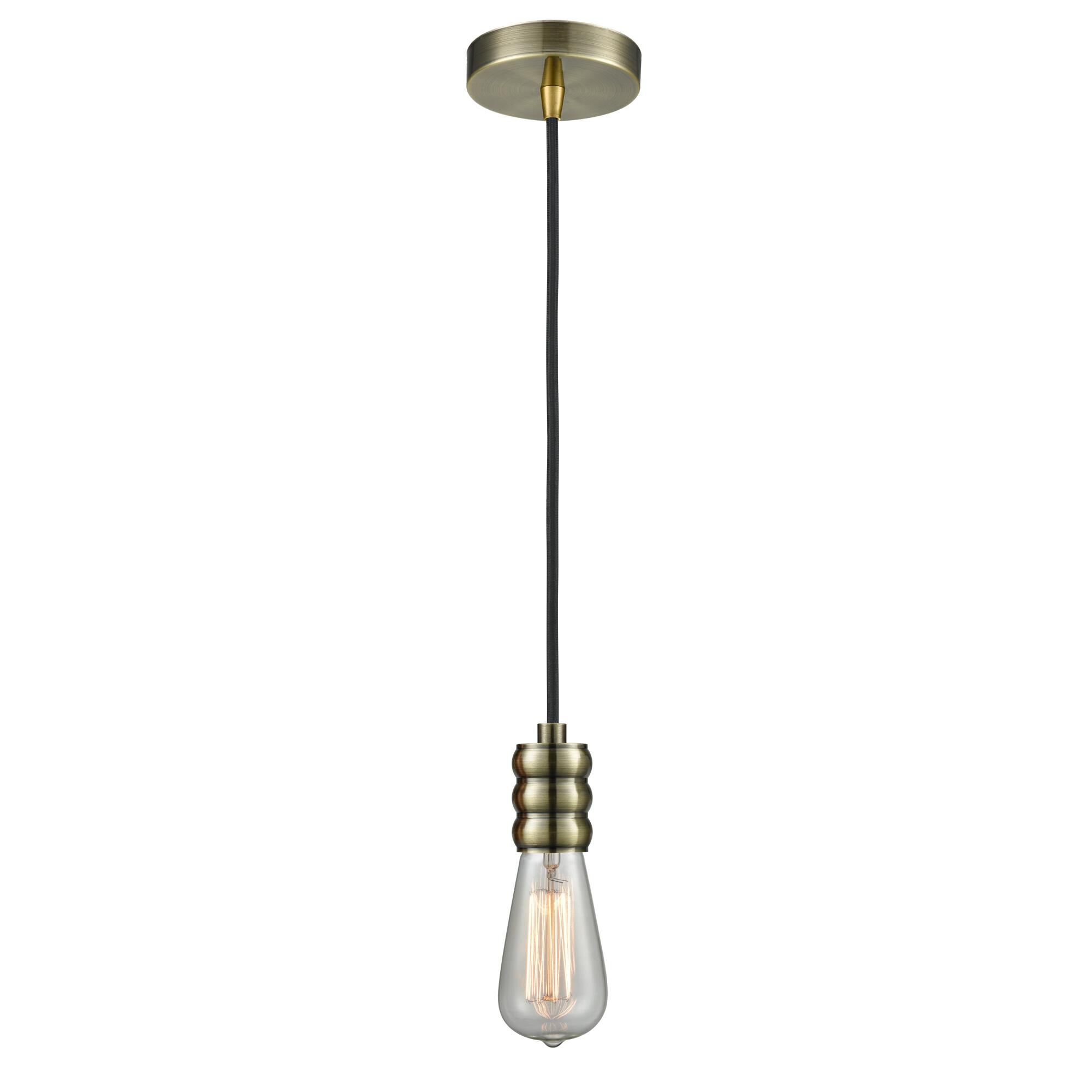 Shown in Antique Brass finish and Antique Brass Gatsby Socket Cover accent