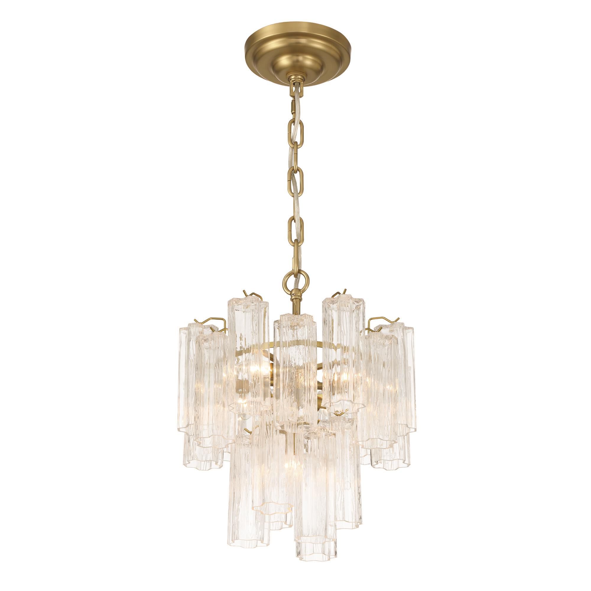 Shown in Brass finish and Tronchi Style glass