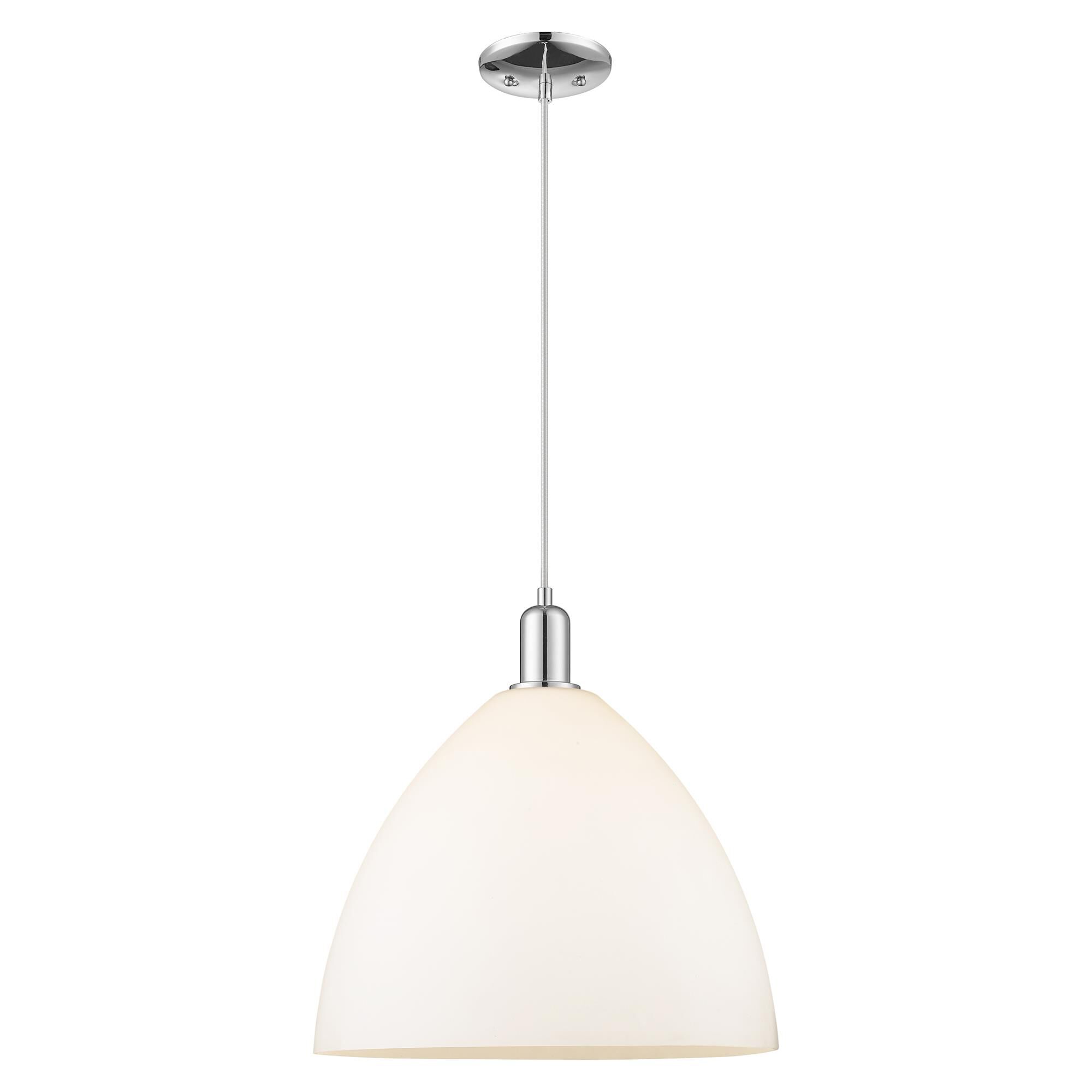 Shown in Polished Chrome finish and Matte White glass