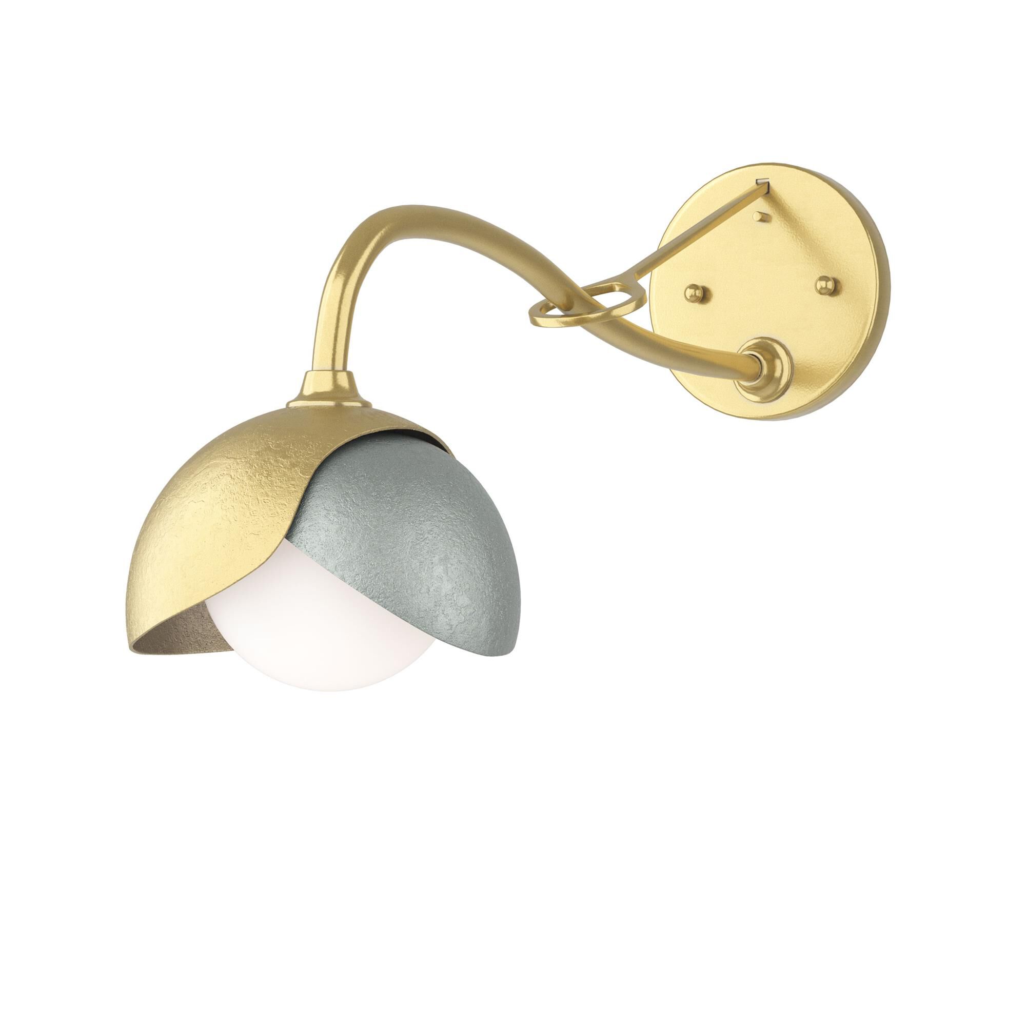 Shown in Modern Brass finish and Opal glass and Vintage Platinum (82) accent