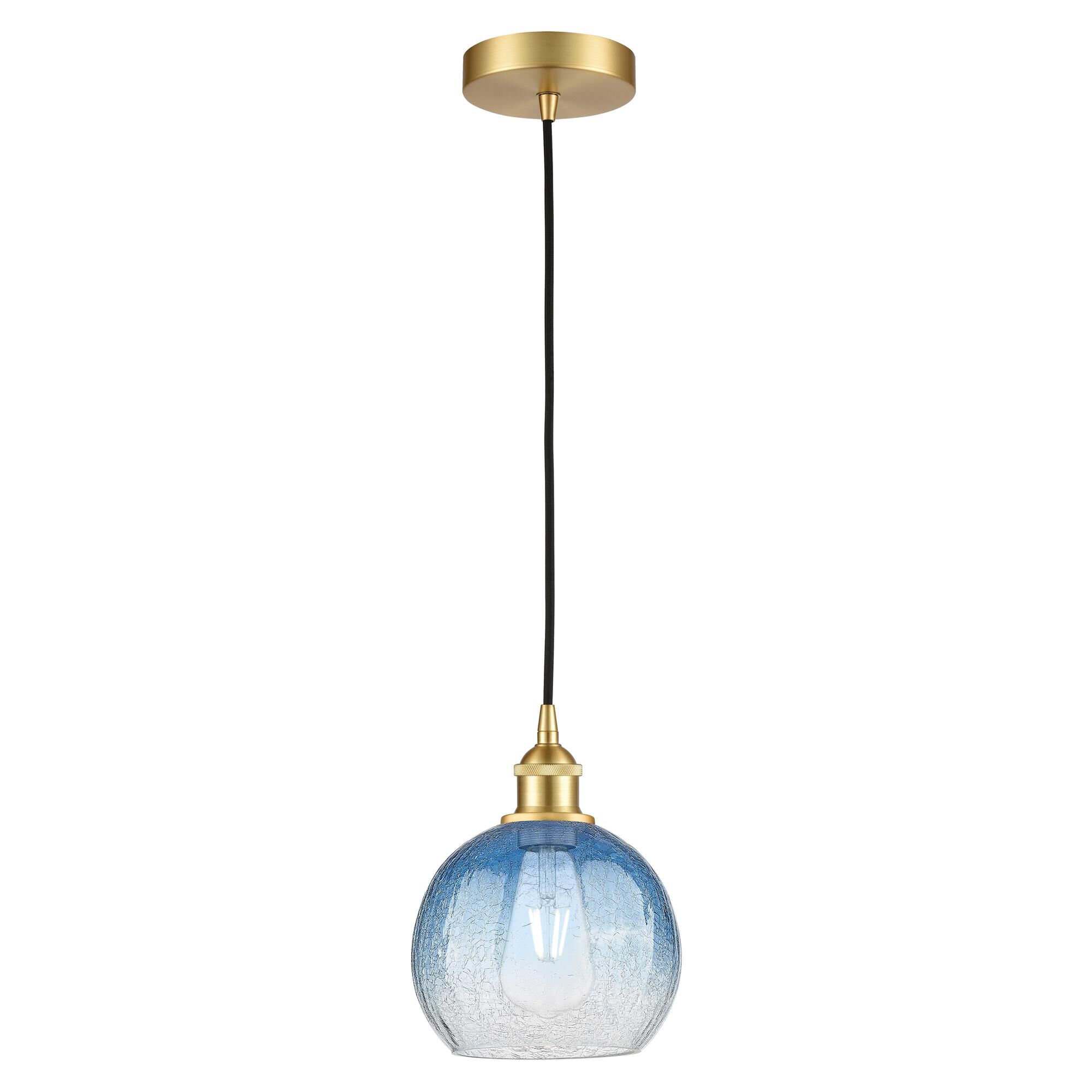 Shown in Satin Gold finish and Sapphire Blue glass