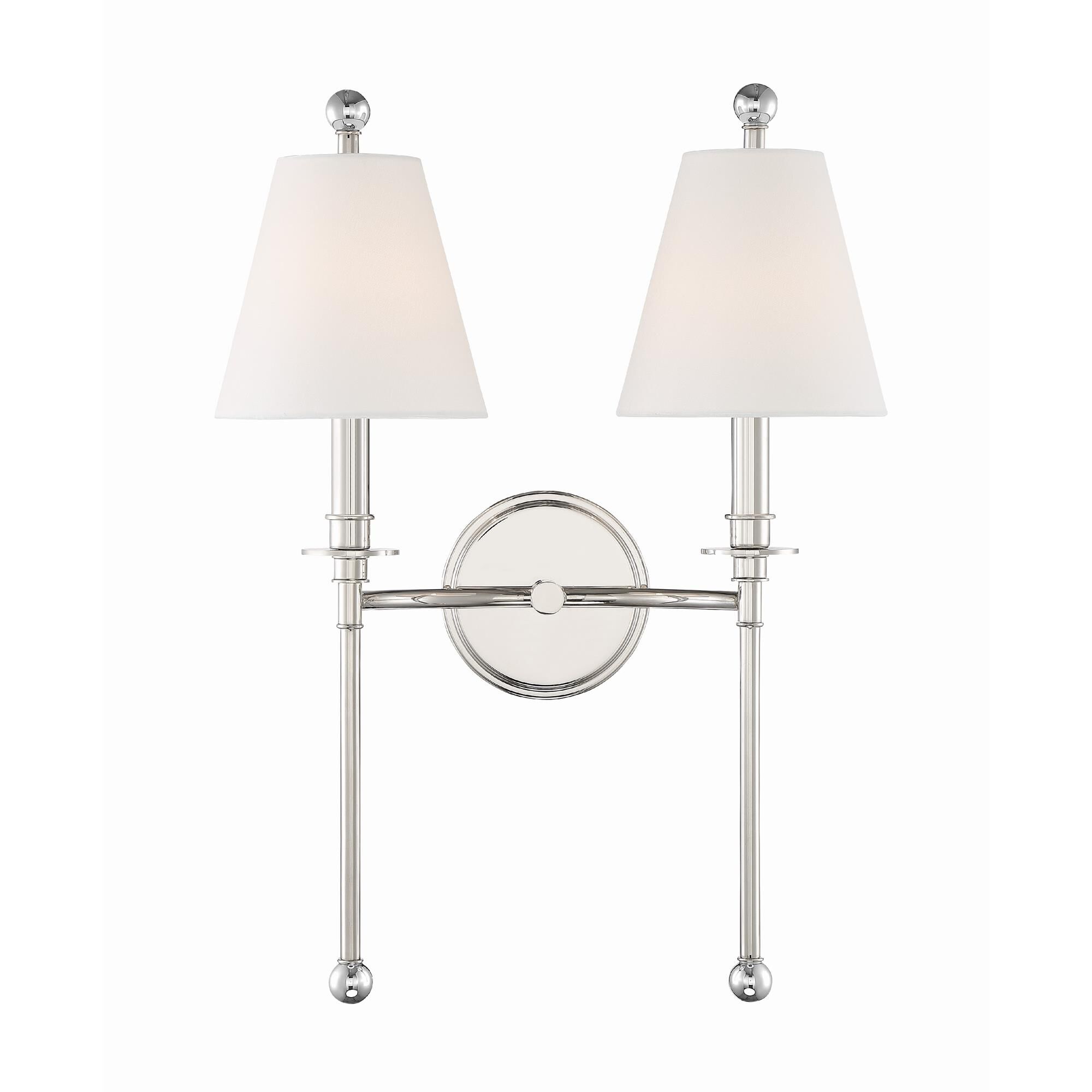 Shown in Polished Nickel finish and Silk glass and Silk shade