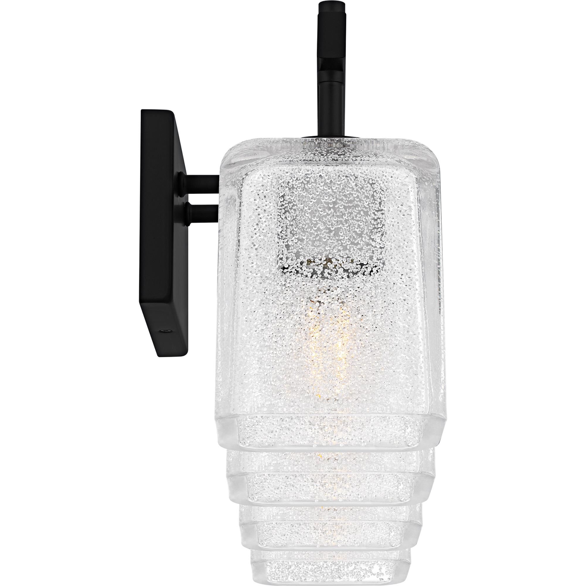 Shown in Matte Black finish and Clear Glass With Glass Sand Spray Inside shade