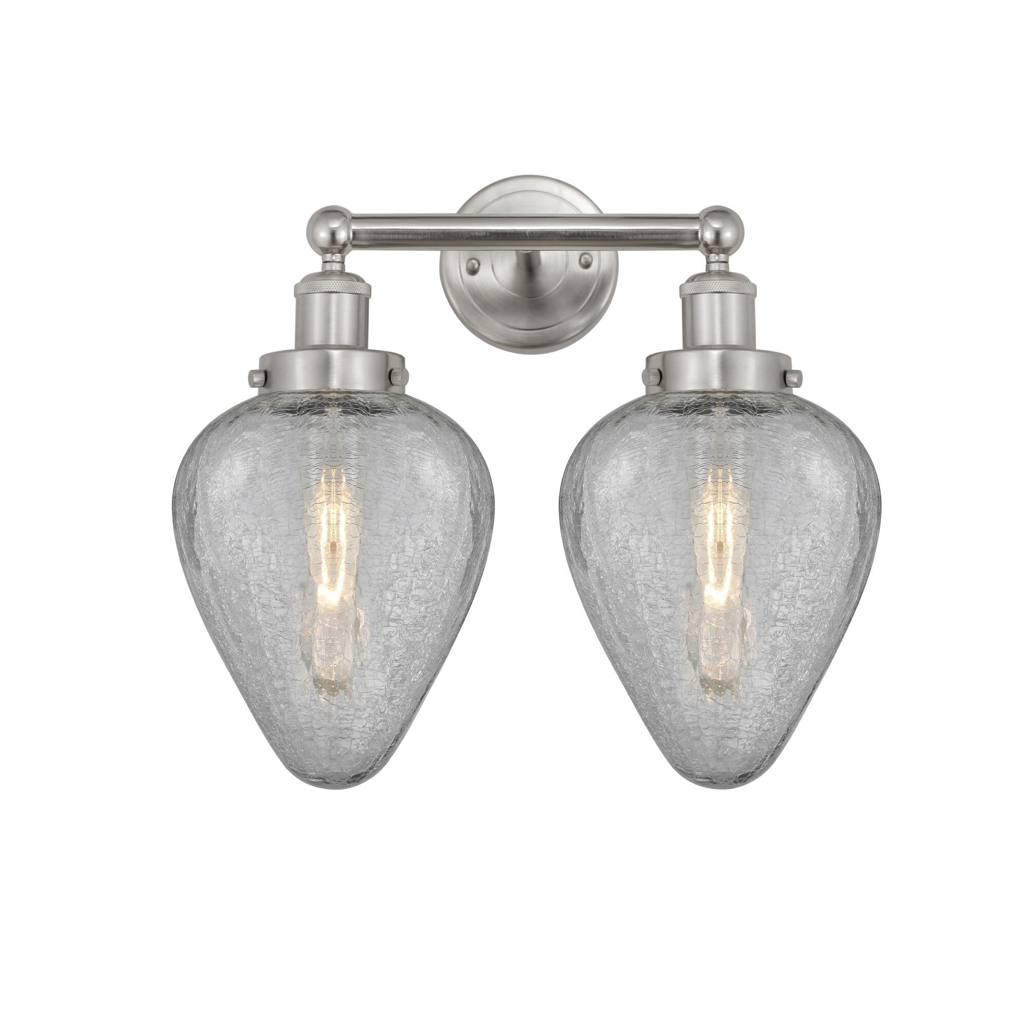 Shown in Brushed Satin Nickel, Clear Crackle finish and Clear Crackle glass and Clear Crackle Glass shade