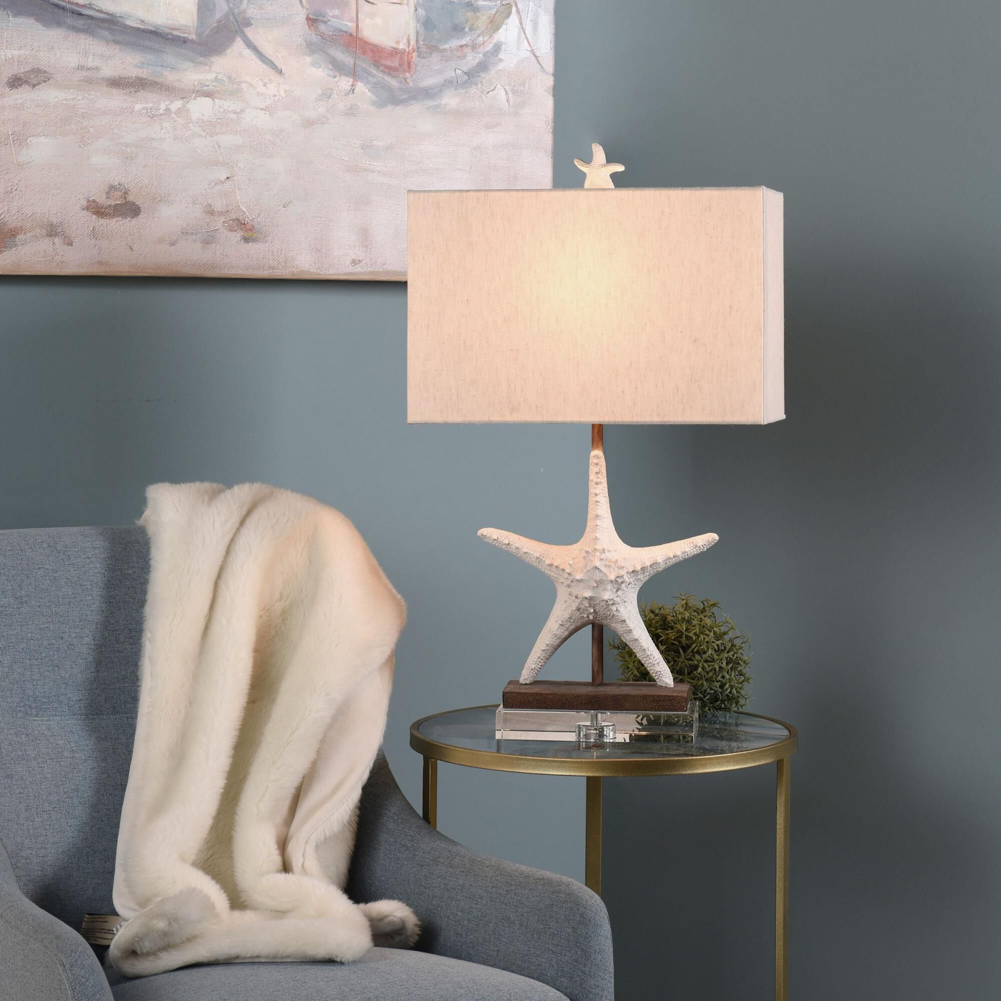 Shown in Ivory, Oil Rubbed Brown, Heathered Oatmeal, Clear finish and Heathered Oatmeal Linen shade