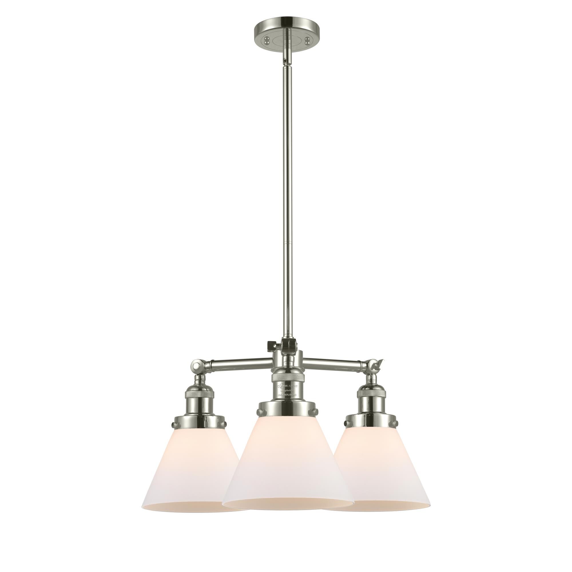 Shown in Polished Nickel finish and Matte White Cased glass