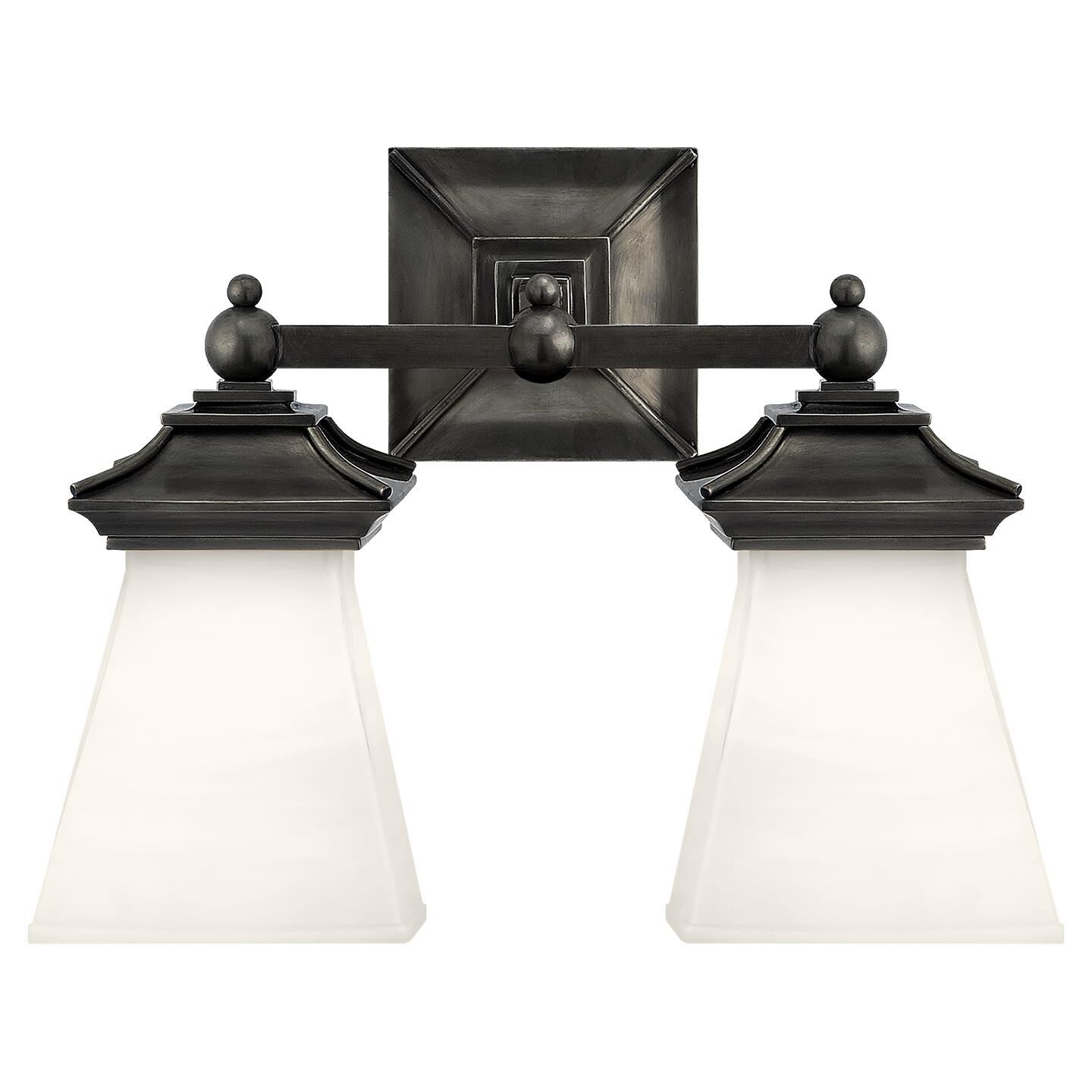 Shown in Bronze finish and White glass 