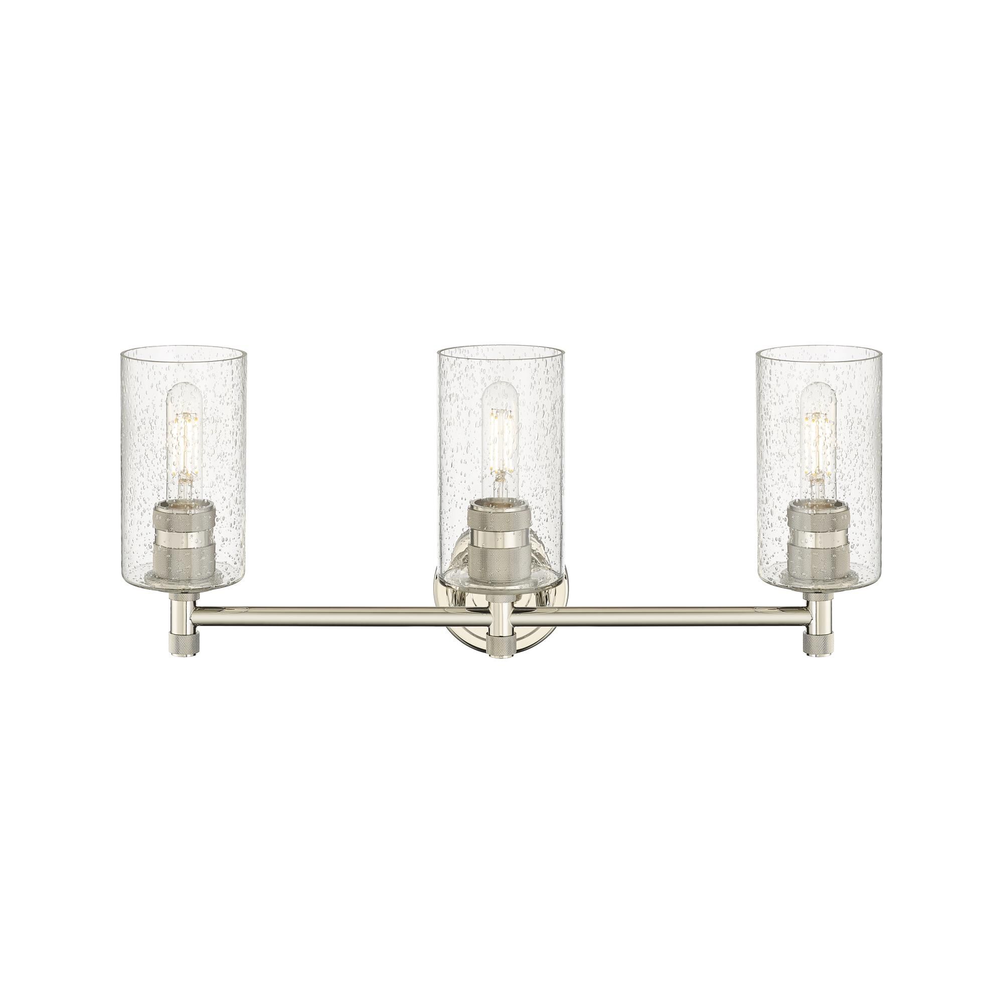 Shown in Polished Nickel finish and Seedy glass