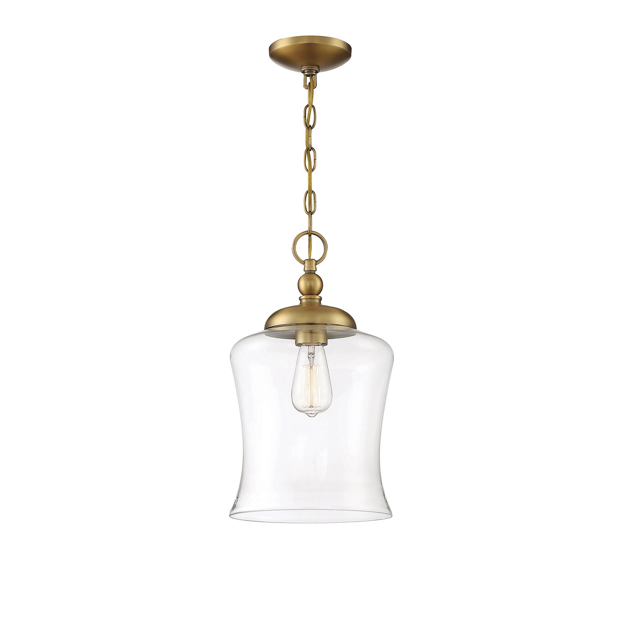 Shown in Natural Brass finish and Clear glass