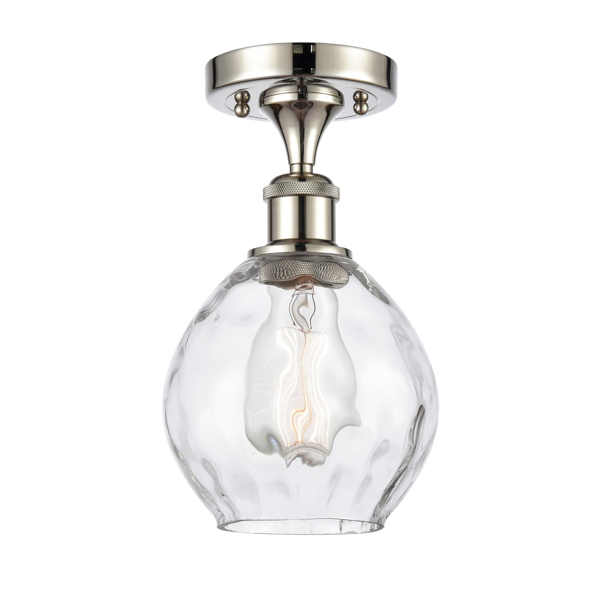 Shown in Polished Nickel finish and Clear Small Waverly glass