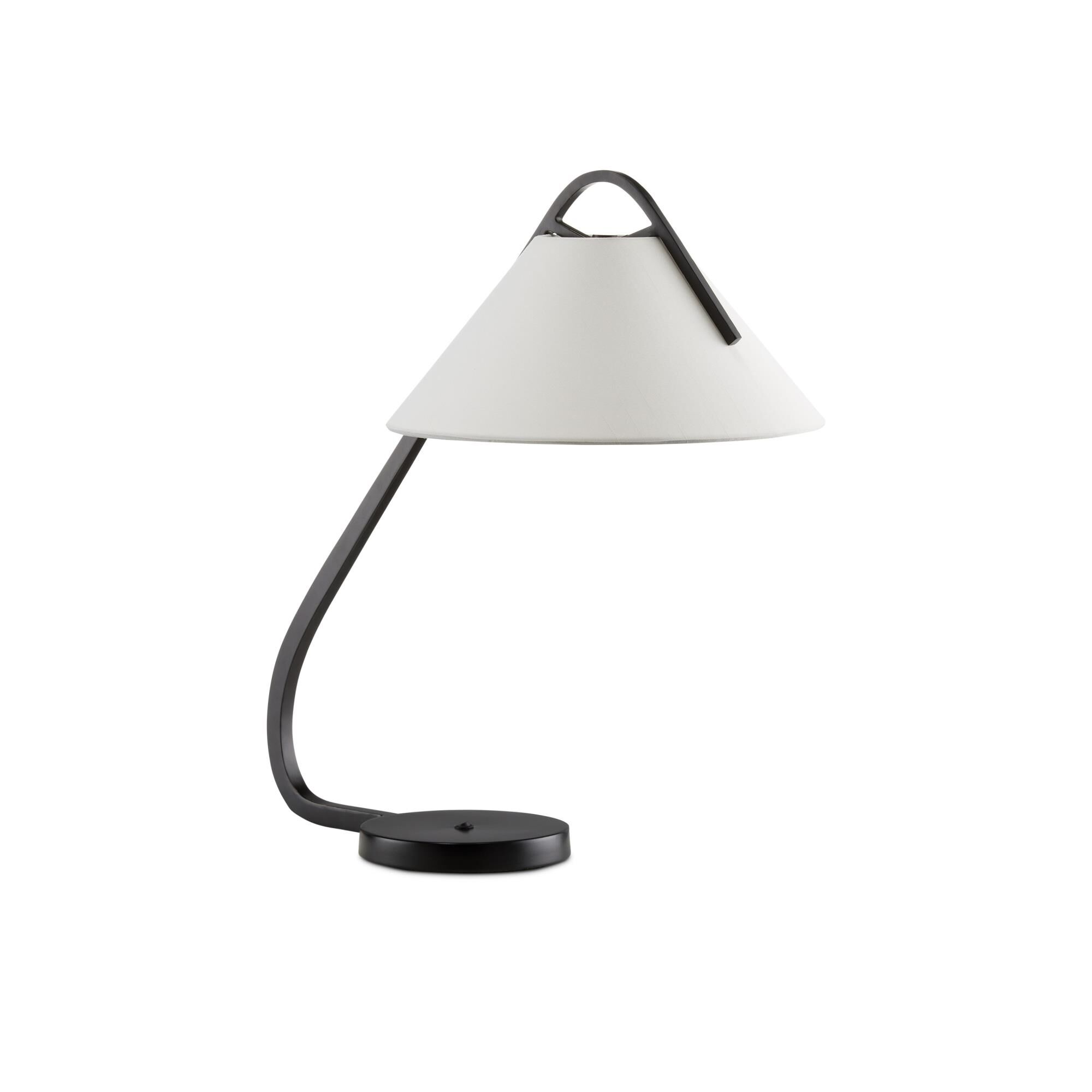 Shown in Oil Rubbed Bronze finish and Off-White Shantung shade