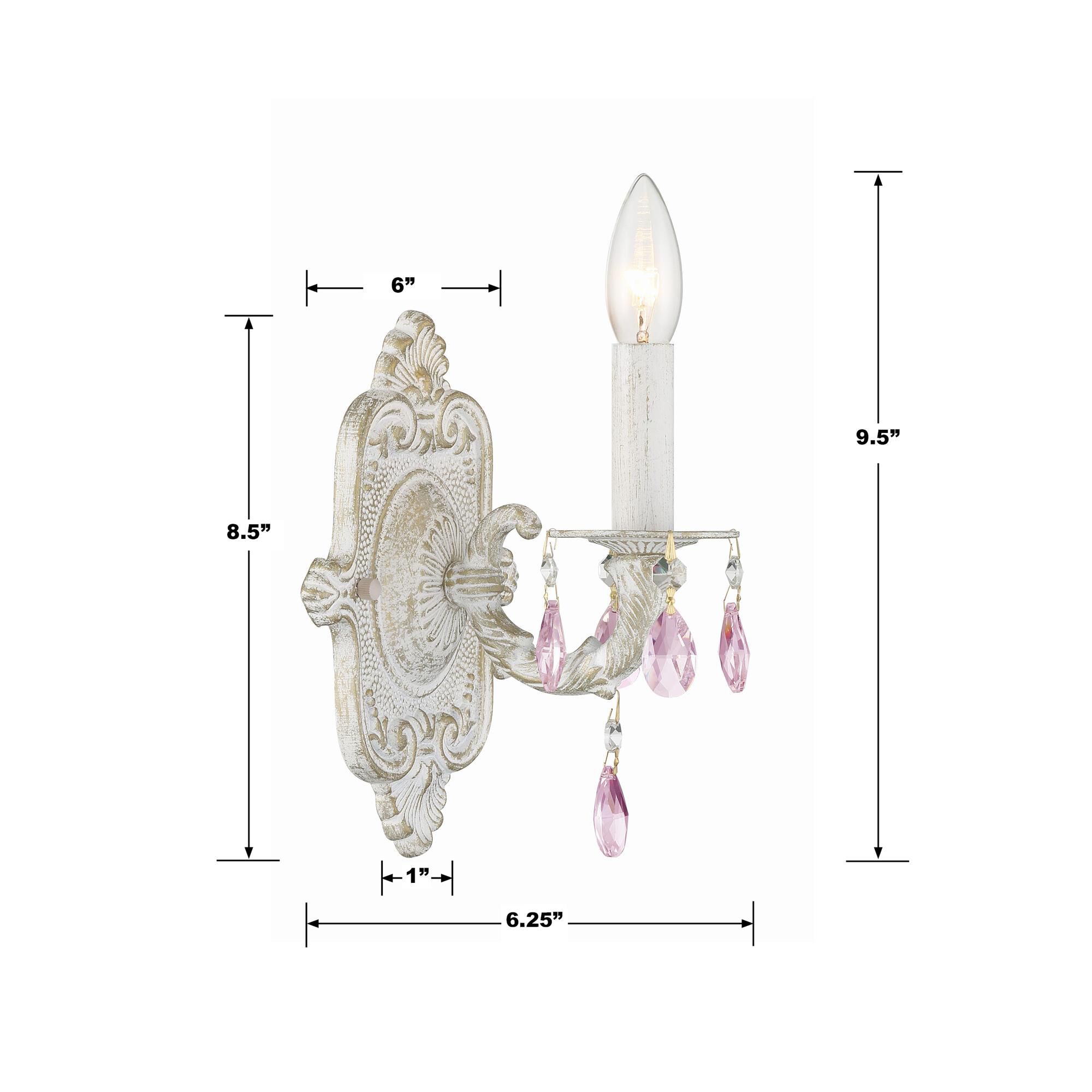 Shown in Antique White finish and Rose Colored Hand Cut crystal