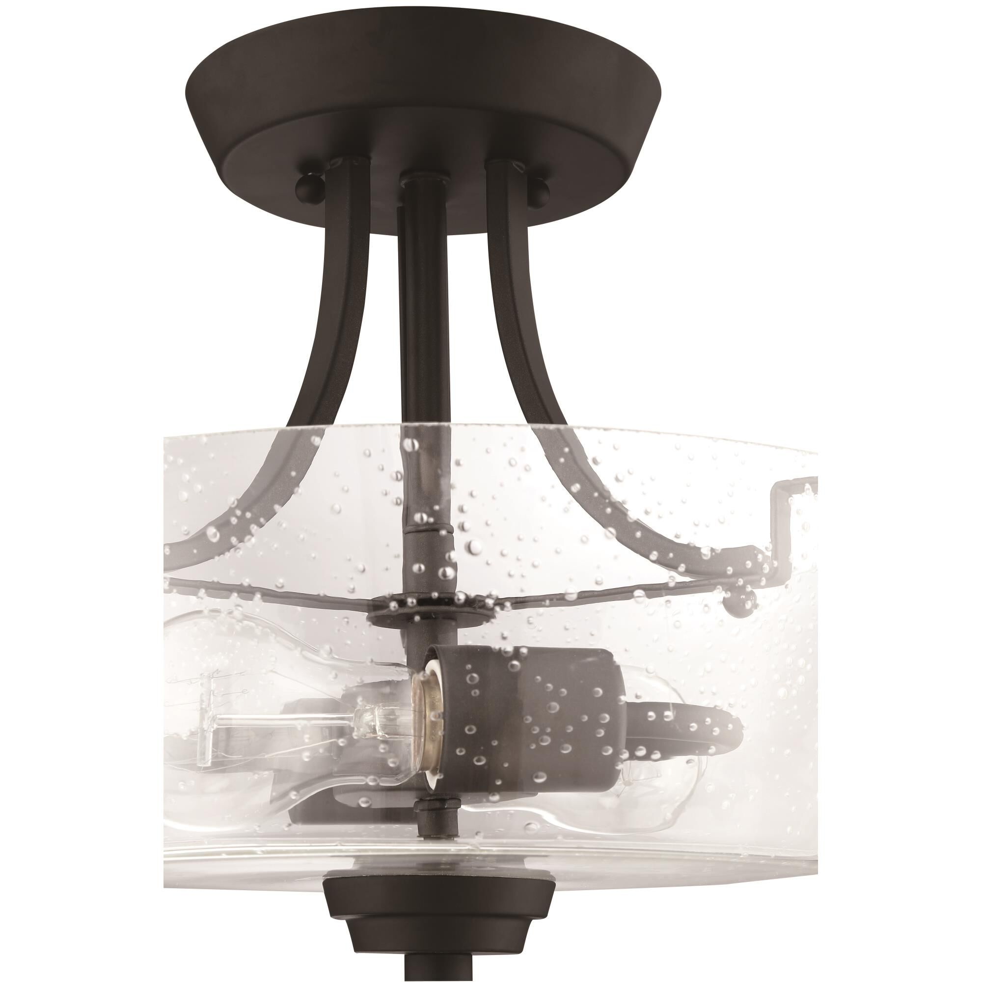 Shown in Espresso finish and Clear Seeded glass and Glass shade