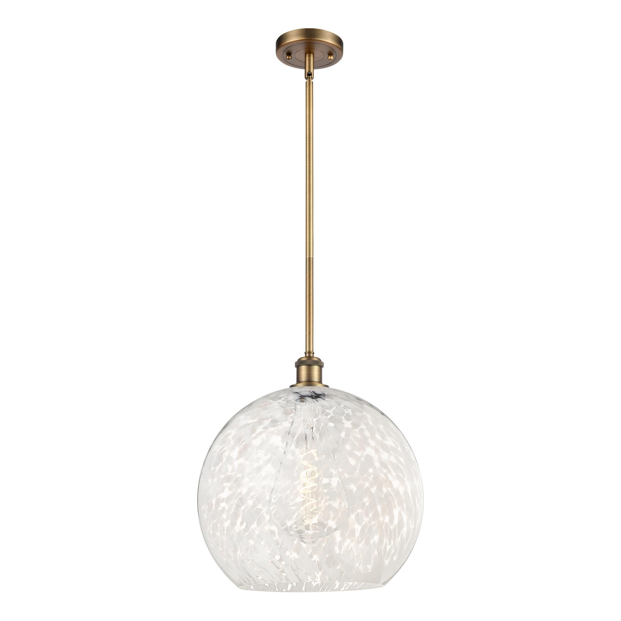 Shown in Brushed Brass finish and White Mouchette glass