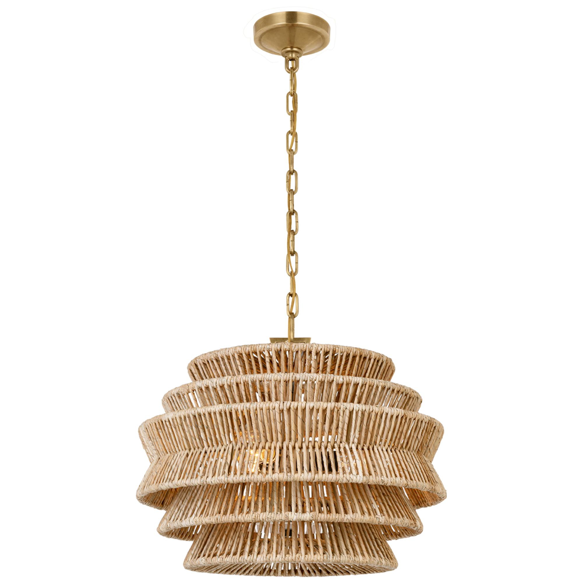 Shown in Antique-Burnished Brass and Natural Abaca finish
