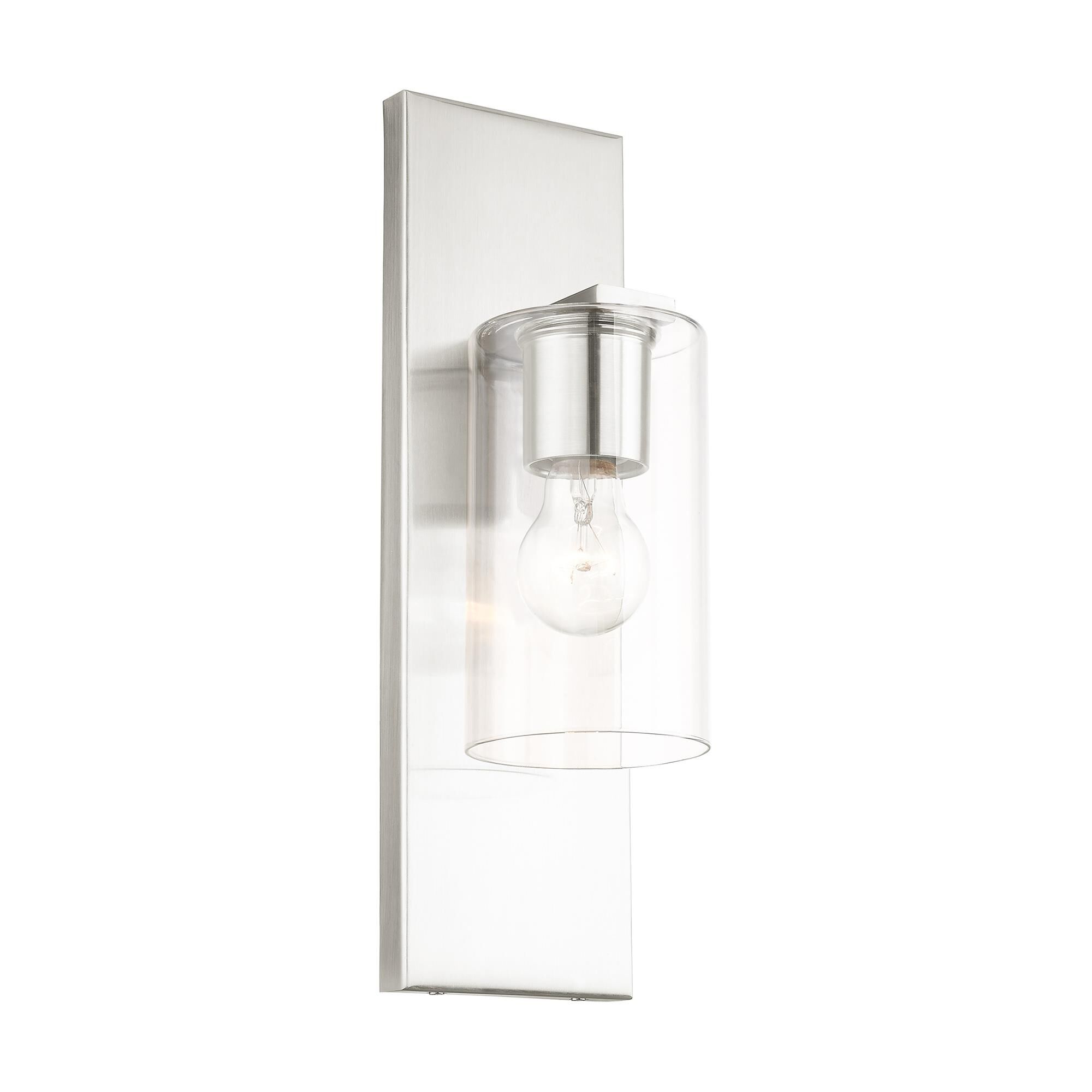 Shown in Brushed Nickel finish and Clear glass and Clear Glass shade