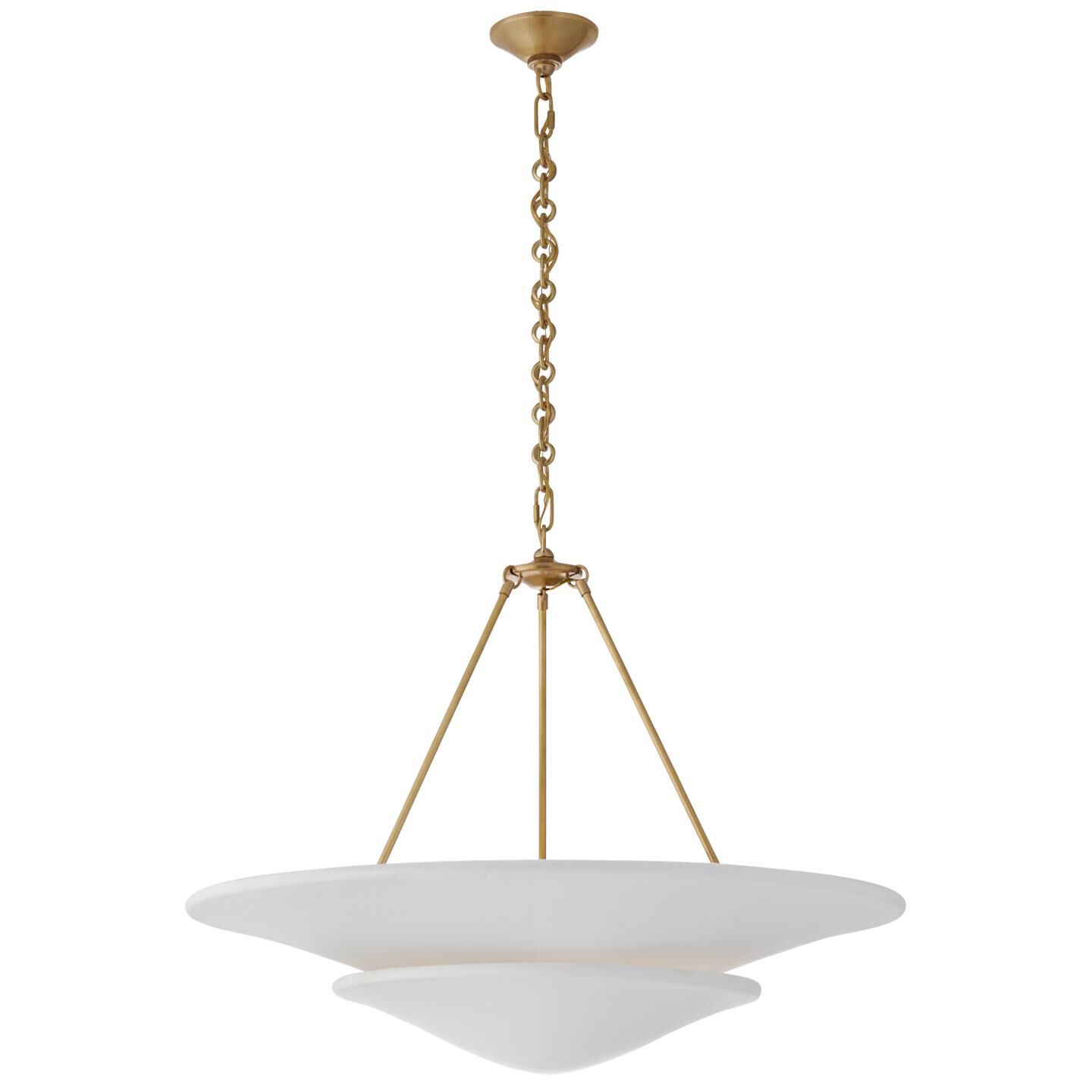 Shown in Hand-Rubbed Antique Brass finish and Plaster White shade