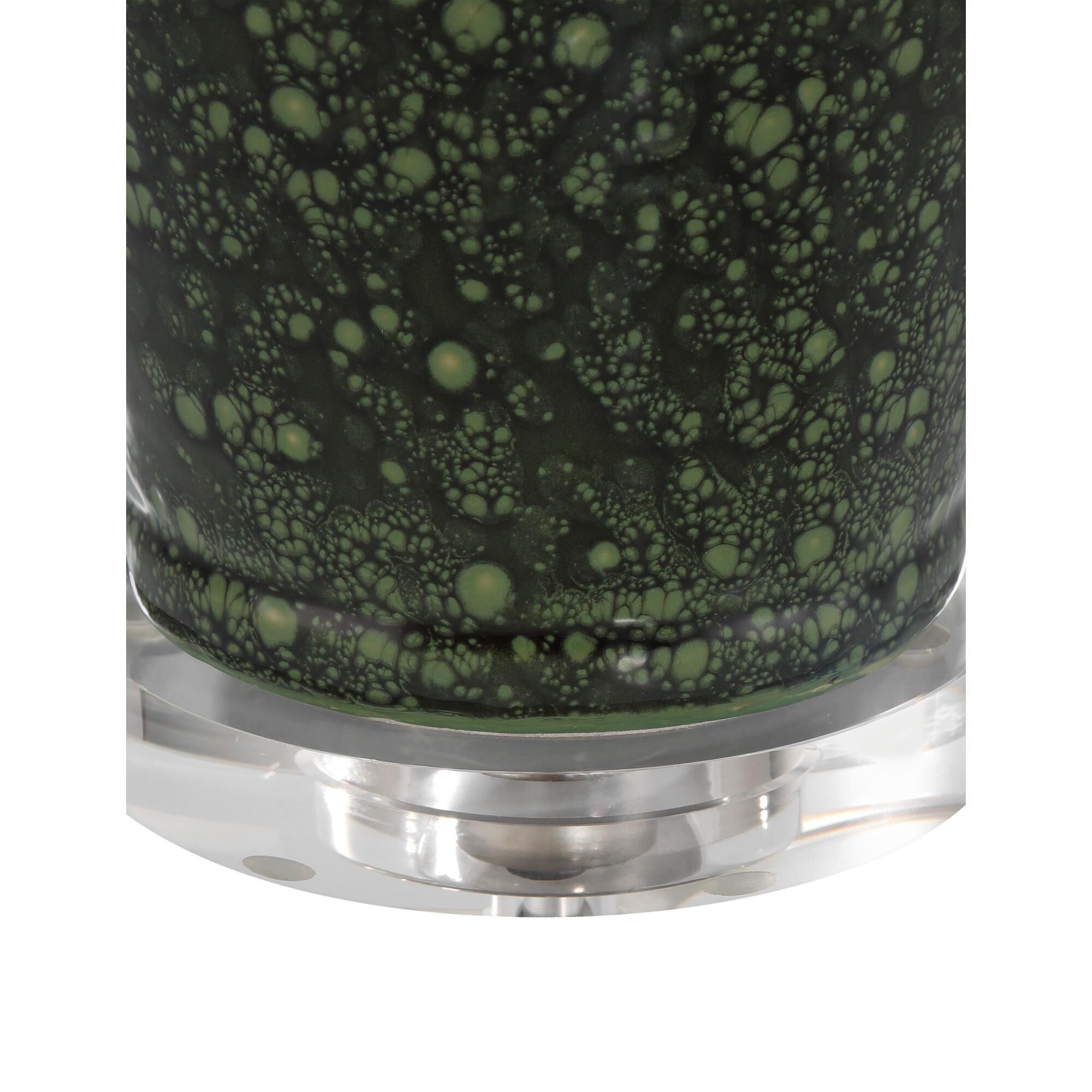 Shown in Green and Clear finish and Off-White Shantung shade