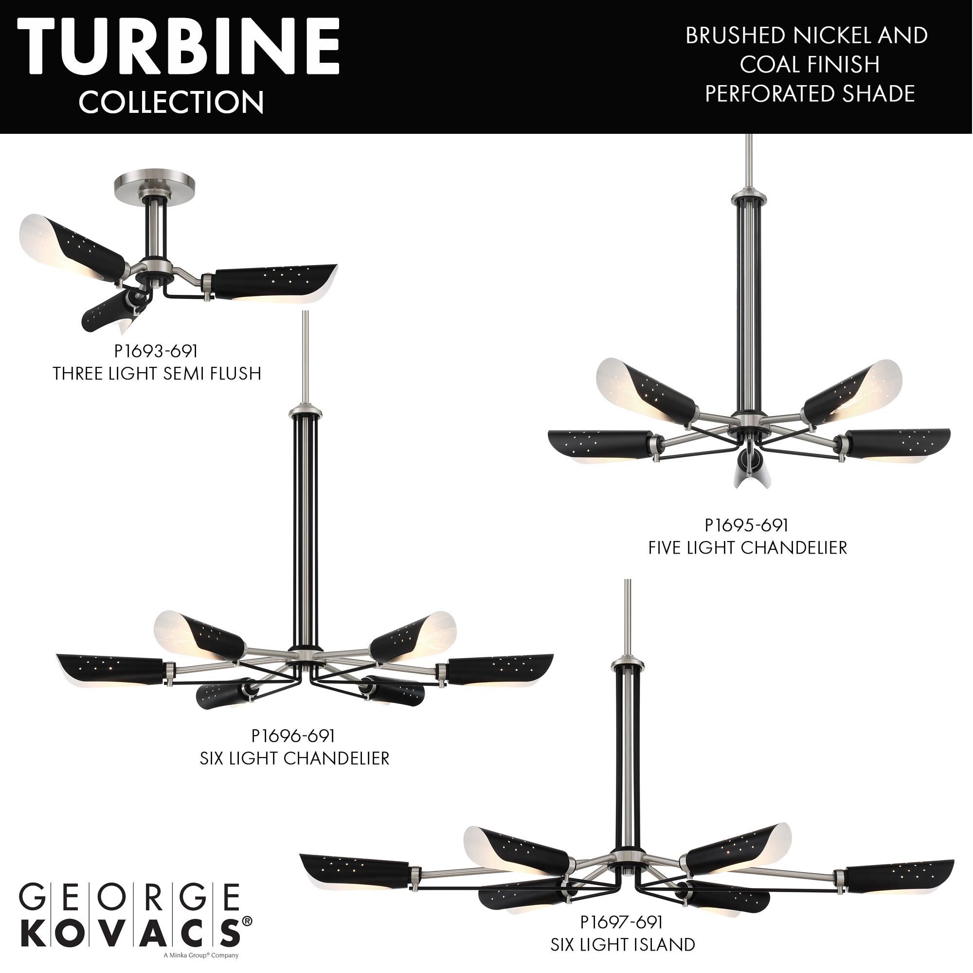 Turbine 34 Inch 6 Light Chandelier by Kovacs - Clearance