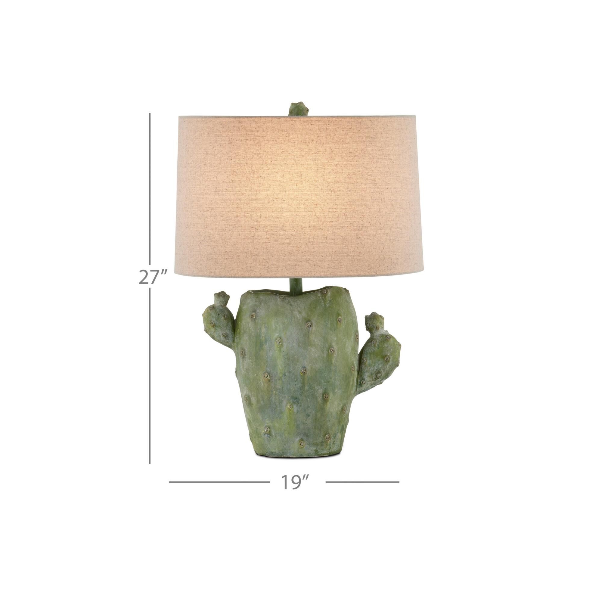 Shown in Antiqued Green finish and Natural Linen shade