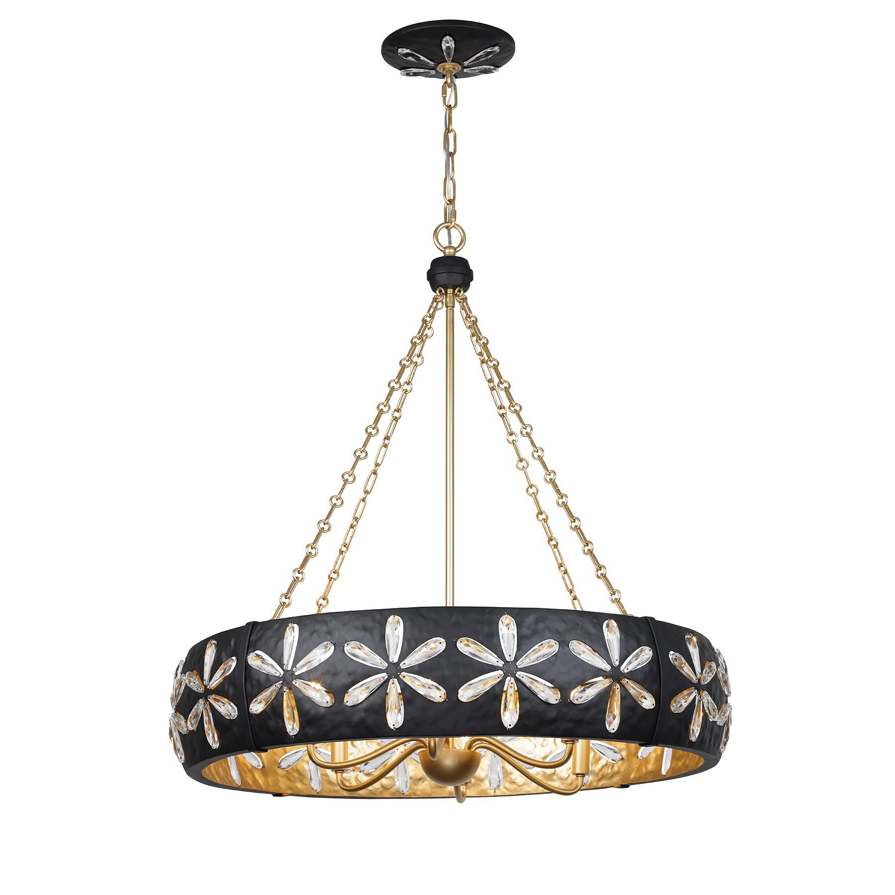 Shown in Metropolis Black And Gold finish and Clear crystal