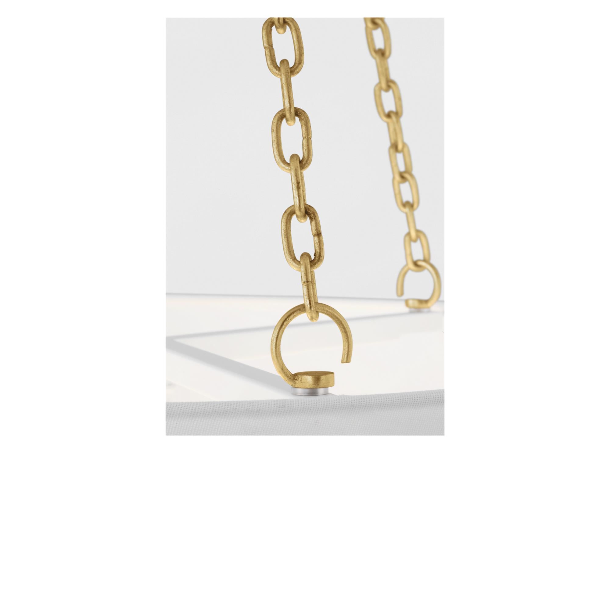 Shown in Gild finish and White Linen Fabric shade