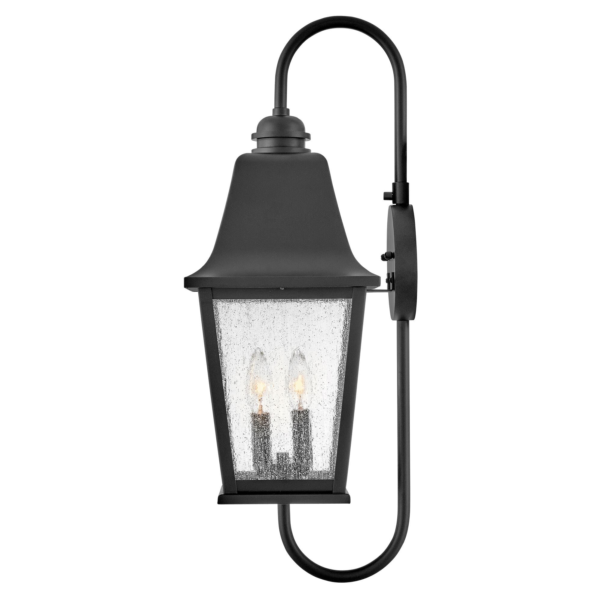 Shown in Black finish and Clear Seedy glass